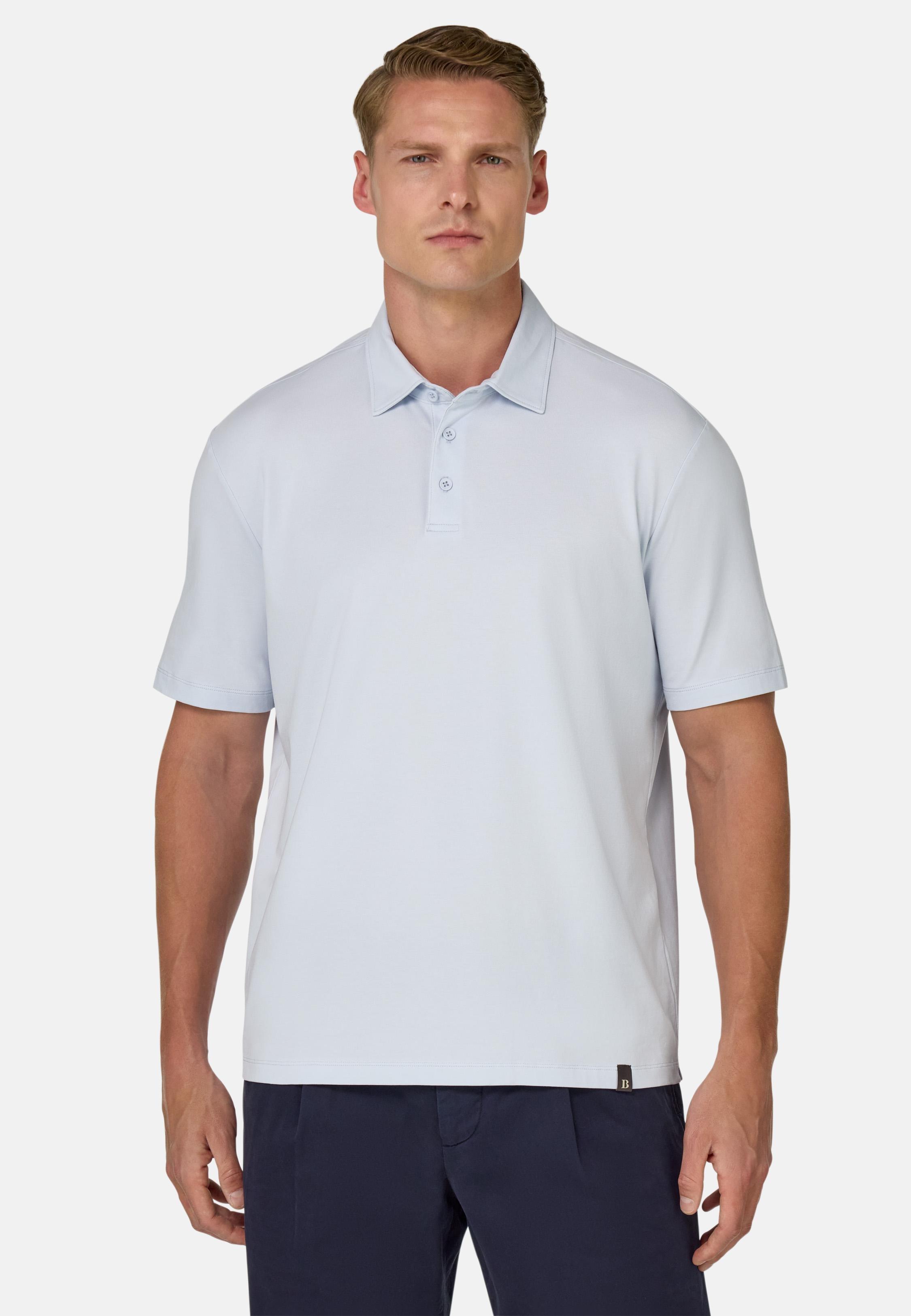 Polo Shirt In Stretch Supima Cotton Blue, , large image number 1