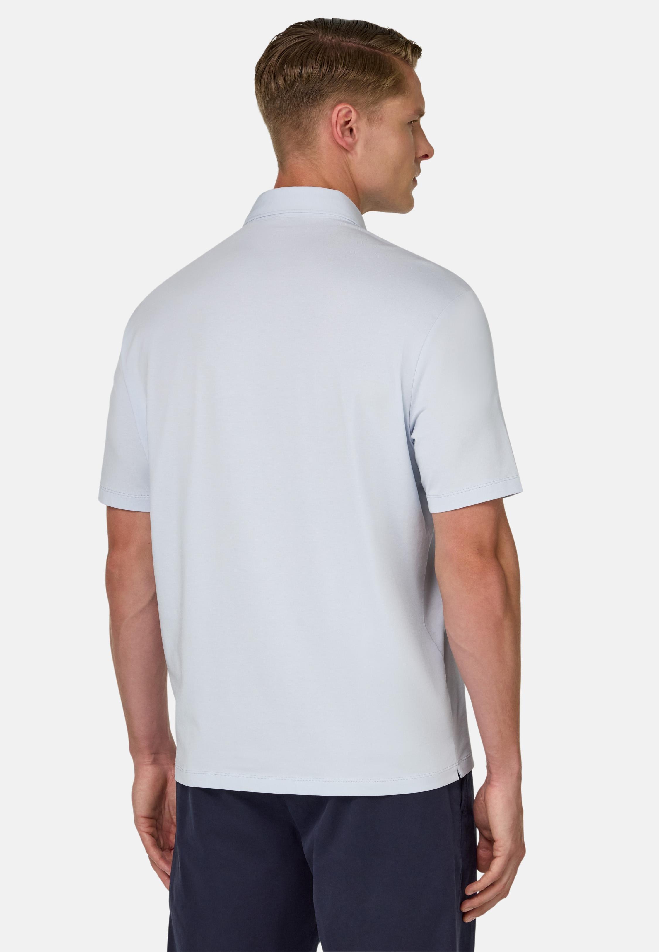 Polo Shirt In Stretch Supima Cotton Blue, Light Blue, large image number 6