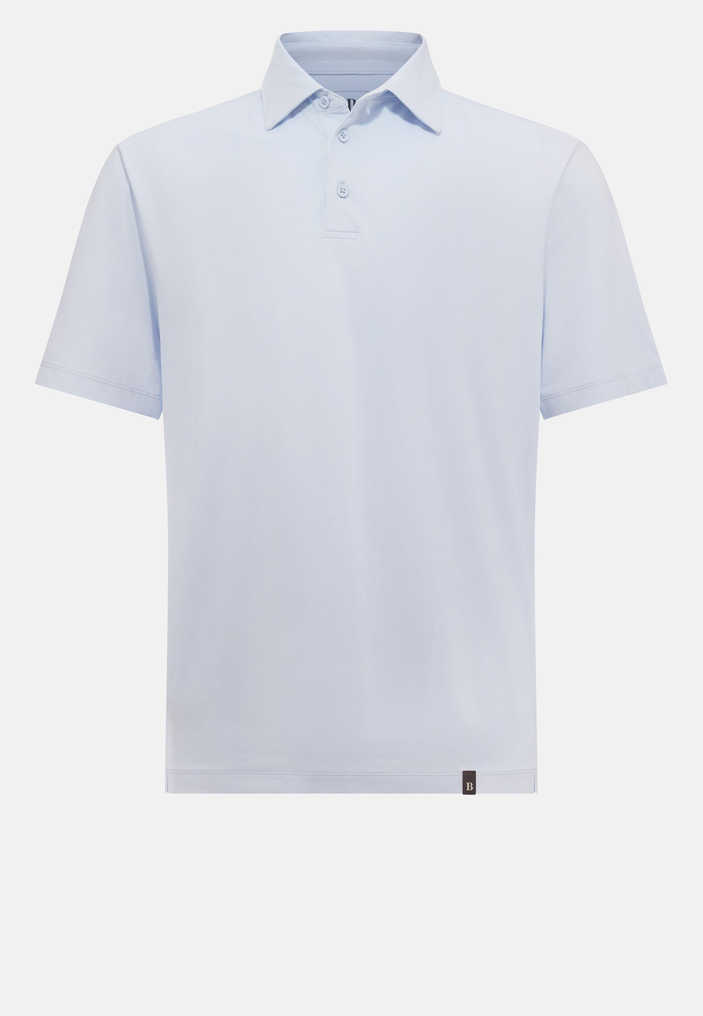 Polo Shirt In Stretch Supima Cotton Blue, Light Blue, large image number 7