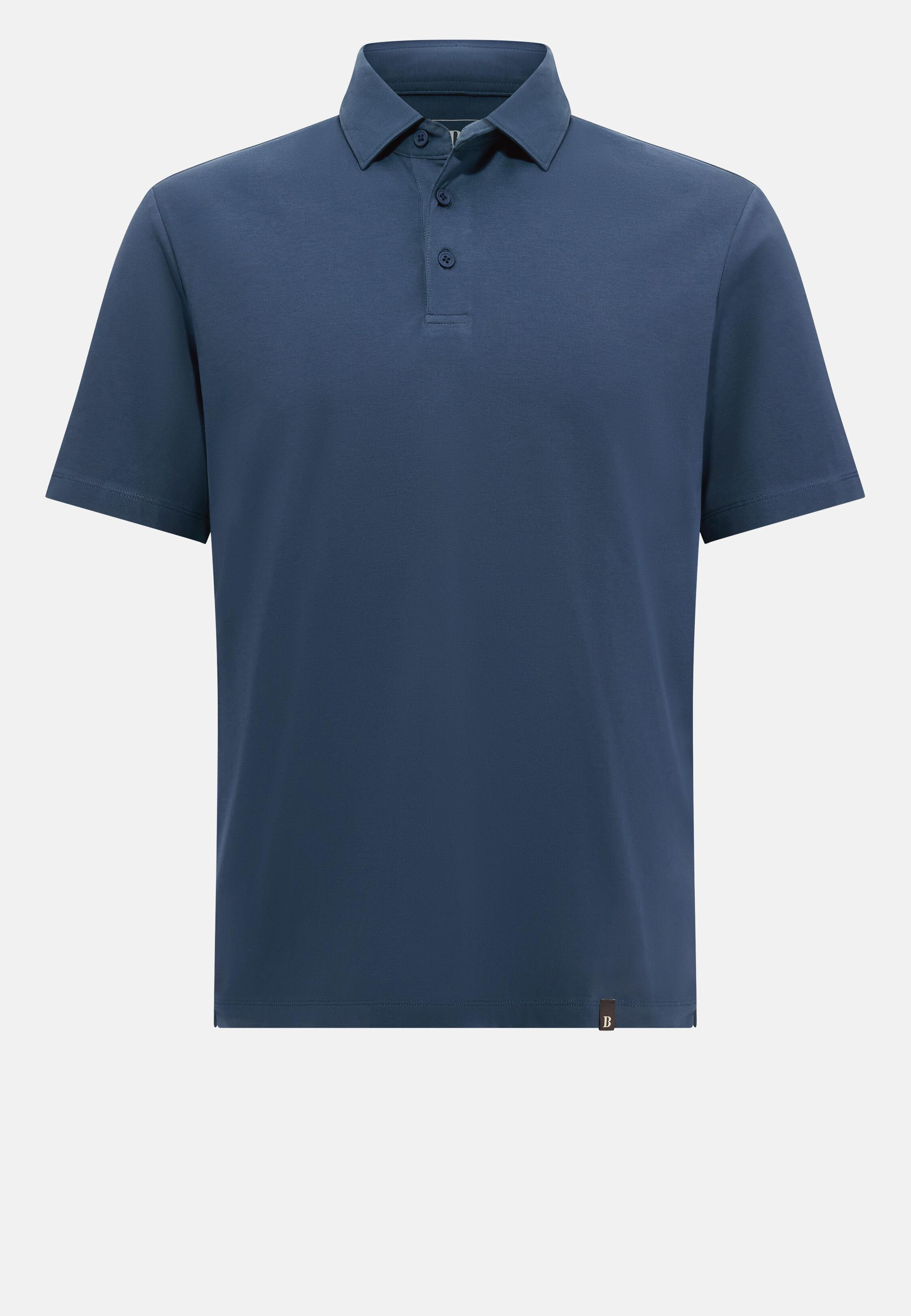 Polo Shirt In Stretch Supima Cotton Blue, Blue, large image number 7