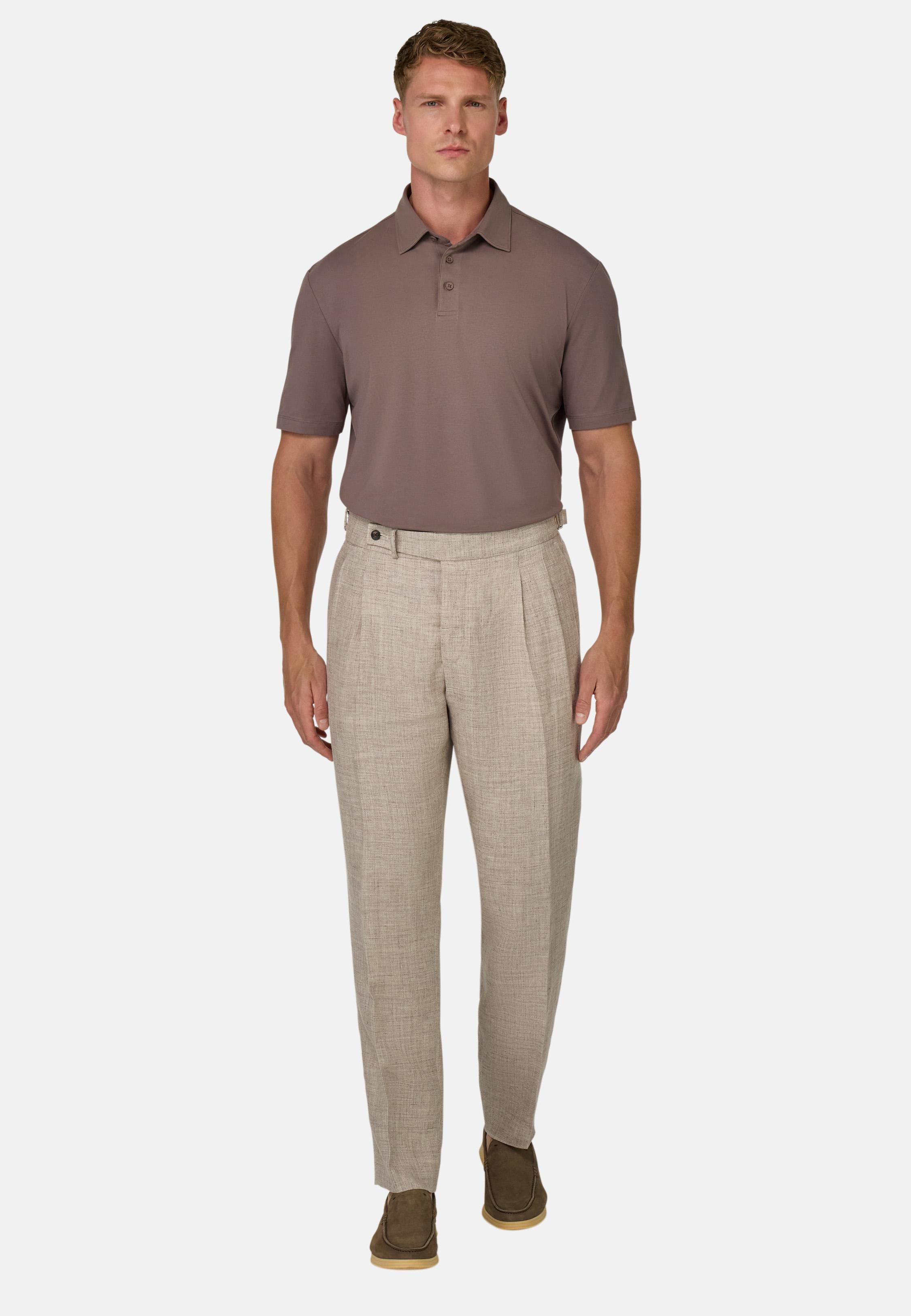 Polo Shirt In Stretch Supima Cotton Brown, , large image number 0