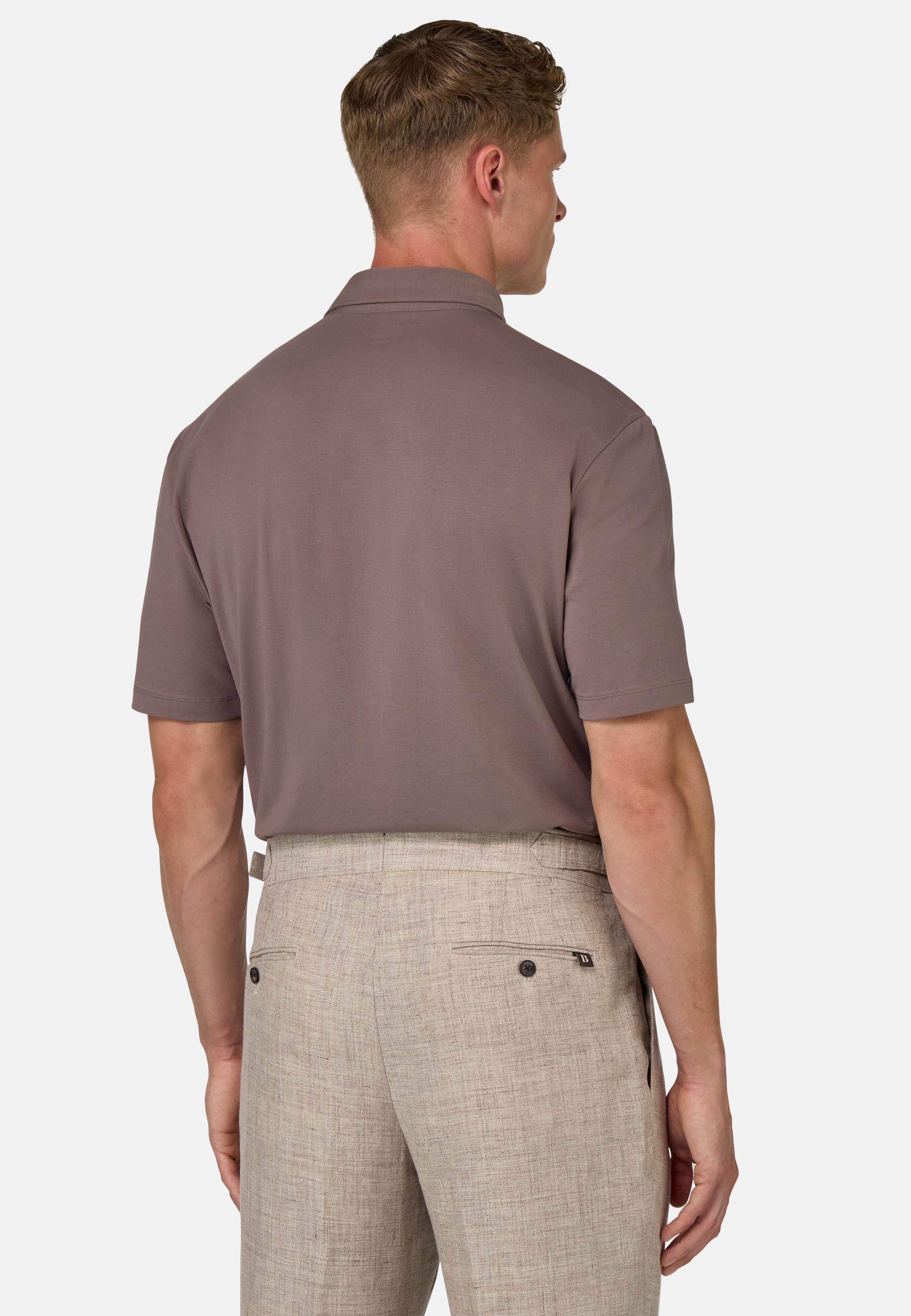 Polo Shirt In Stretch Supima Cotton Brown, , large image number 3