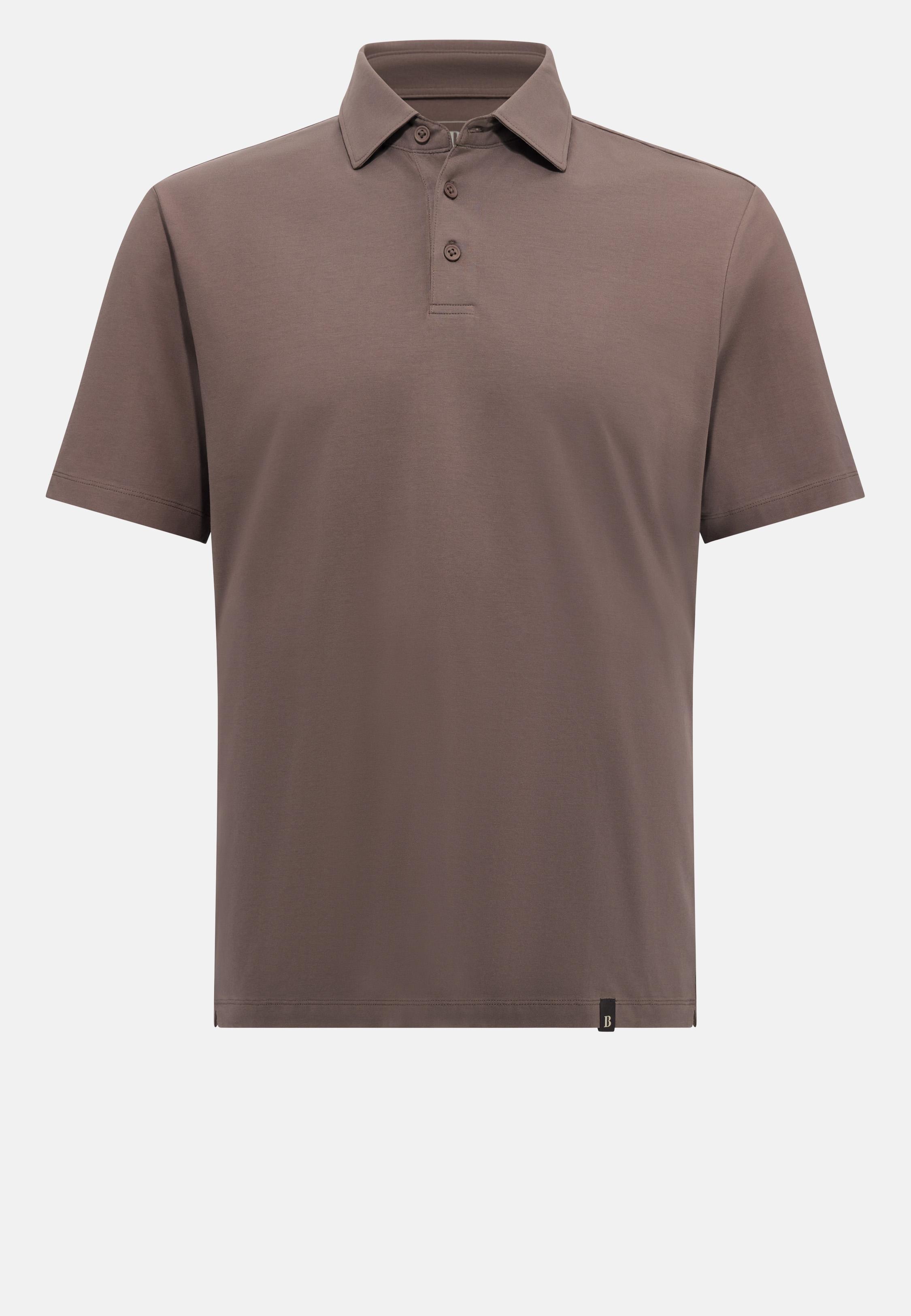 Polo Shirt In Stretch Supima Cotton Brown, , large image number 4