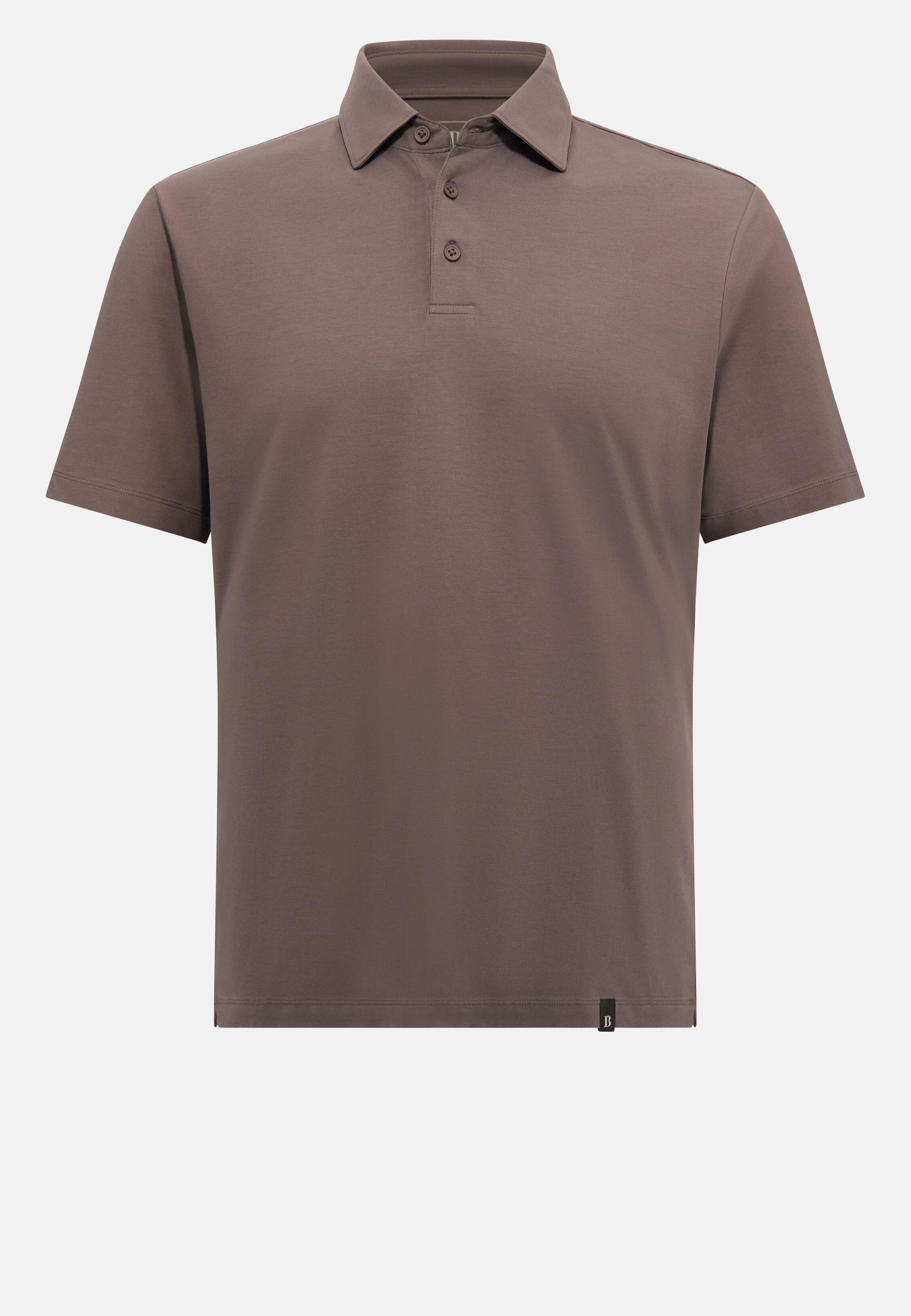 Polo Shirt In Stretch Supima Cotton Brown, Taupe, large image number 6