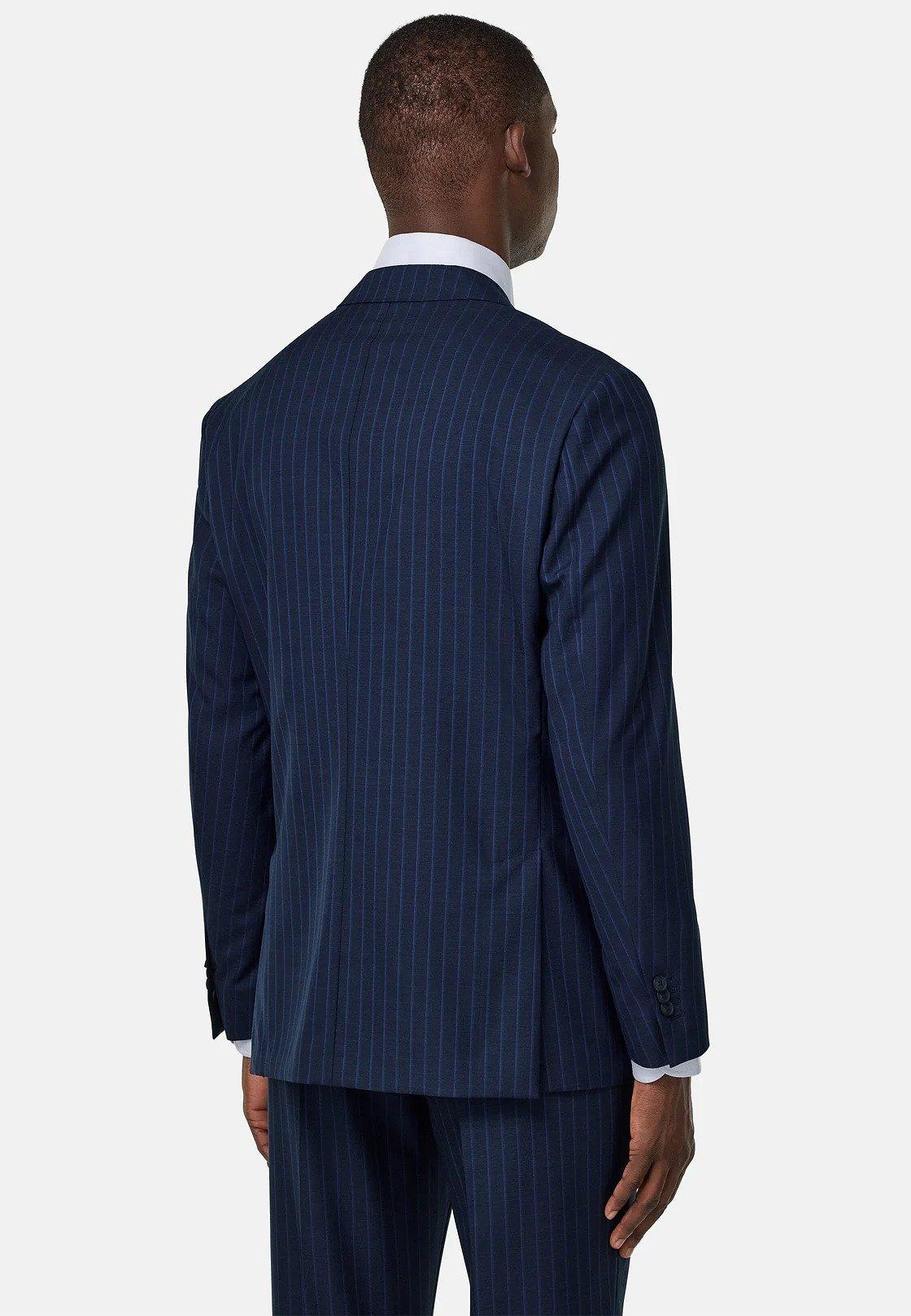 Pinstripe Suit In Pure Tropical Wool Navy, , large image number 1
