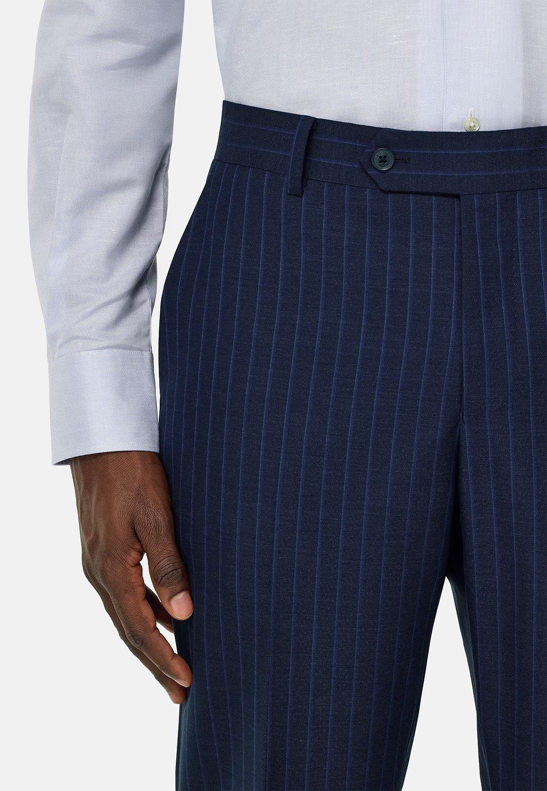 Pinstripe Suit In Pure Tropical Wool Navy, , large image number 2