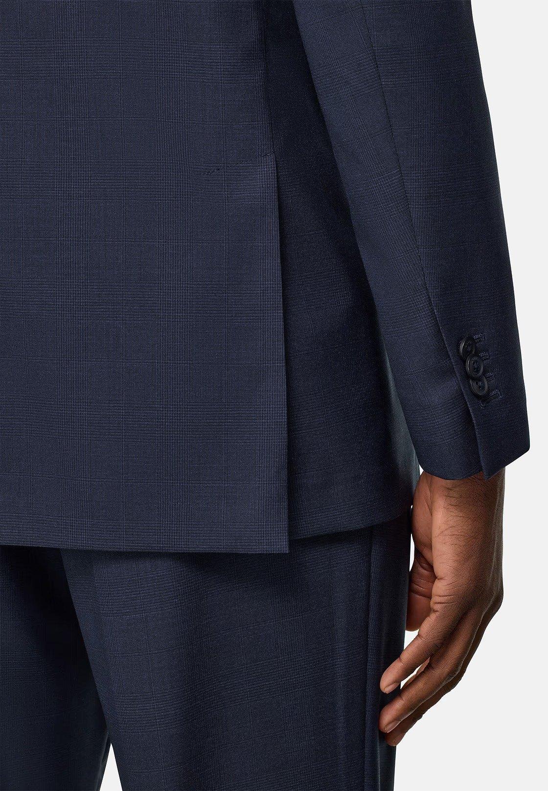 Prince Of Wales Check Suit In Pure Tropical Wool Navy, , large image number 3