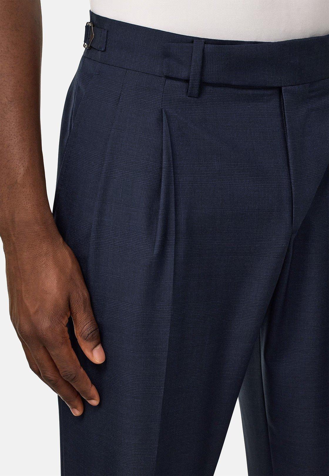 Prince Of Wales Check Suit In Pure Tropical Wool Navy, Navy blue, large image number 4