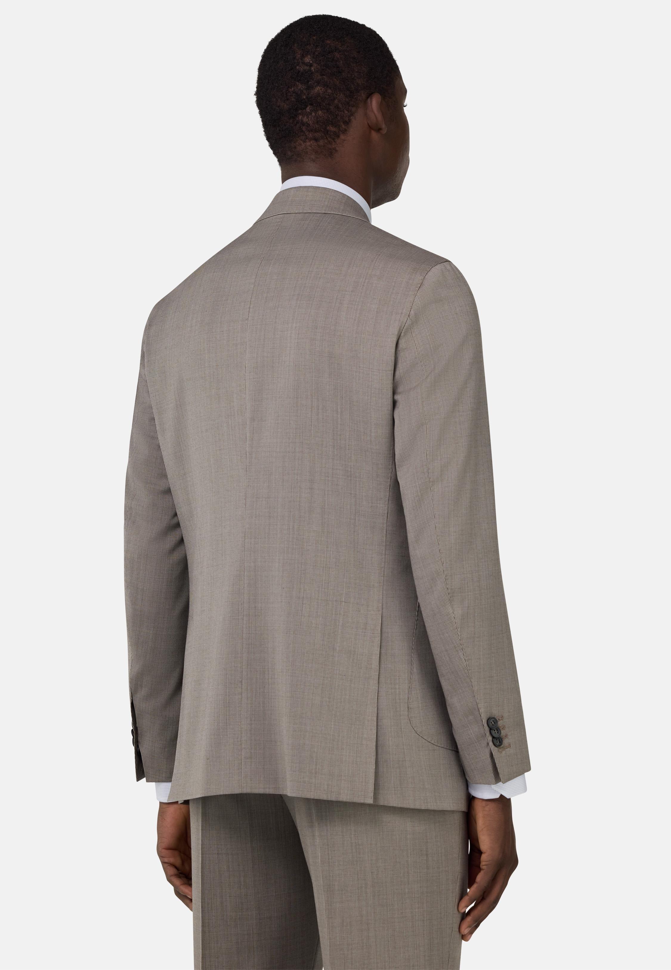 Micro Pattern Suit In Pure Wool Brown, Taupe, large image number 3