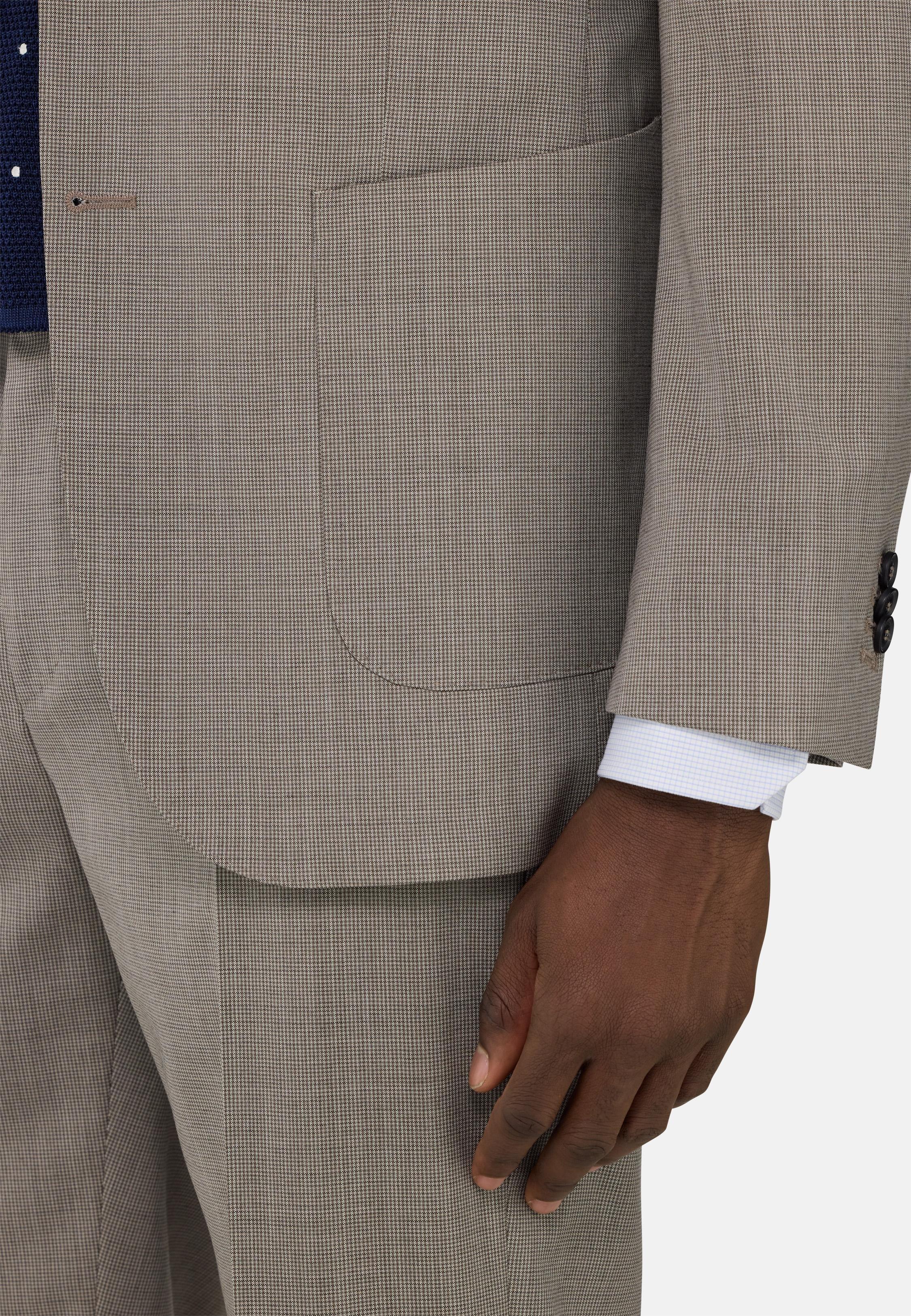 Micro Pattern Suit In Pure Wool Brown, Taupe, large image number 5