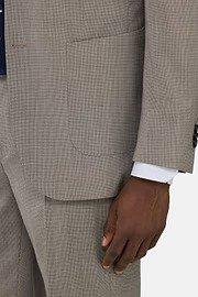 Micro Pattern Suit In Pure Wool Brown, Taupe, large image number 6