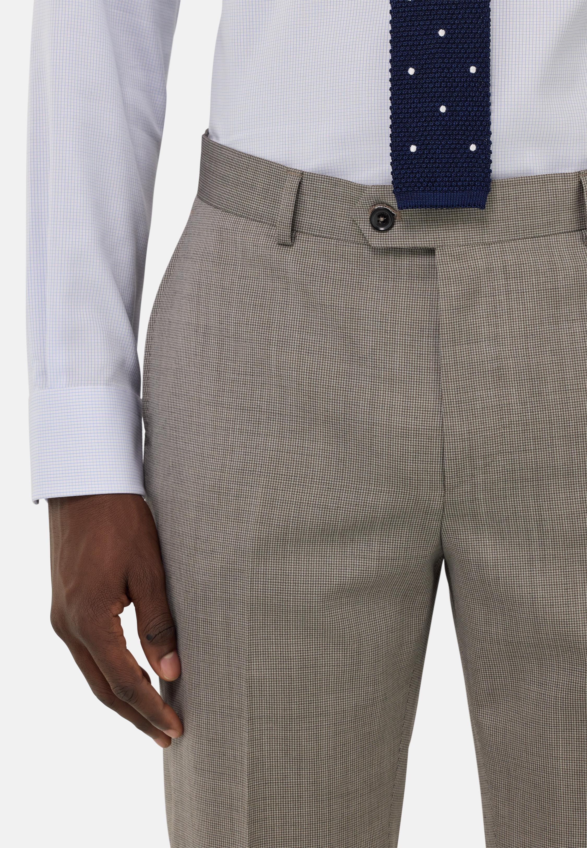 Micro Pattern Suit In Pure Wool Brown, Taupe, large image number 7