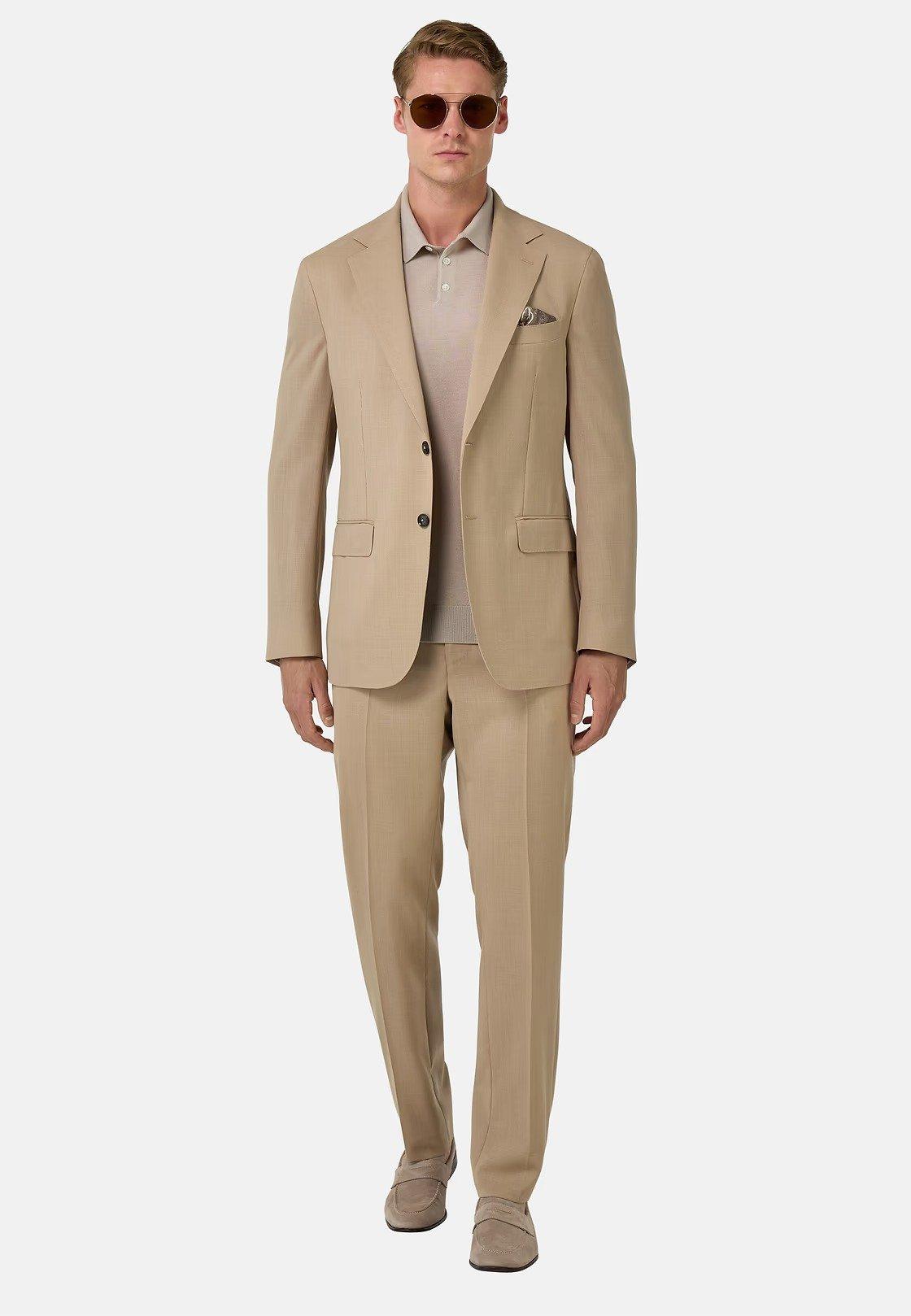Beige Pure Travel Wool Suit, , large image number 0