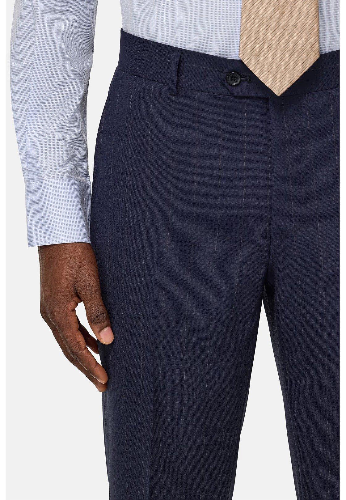 Pinstripe Suit In Pure Travel Wool Navy, , large image number 3