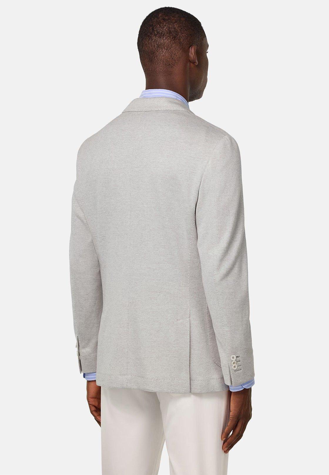 B Jersey Linen And Cotton Herringbone Jacket Green, Light grey, medium