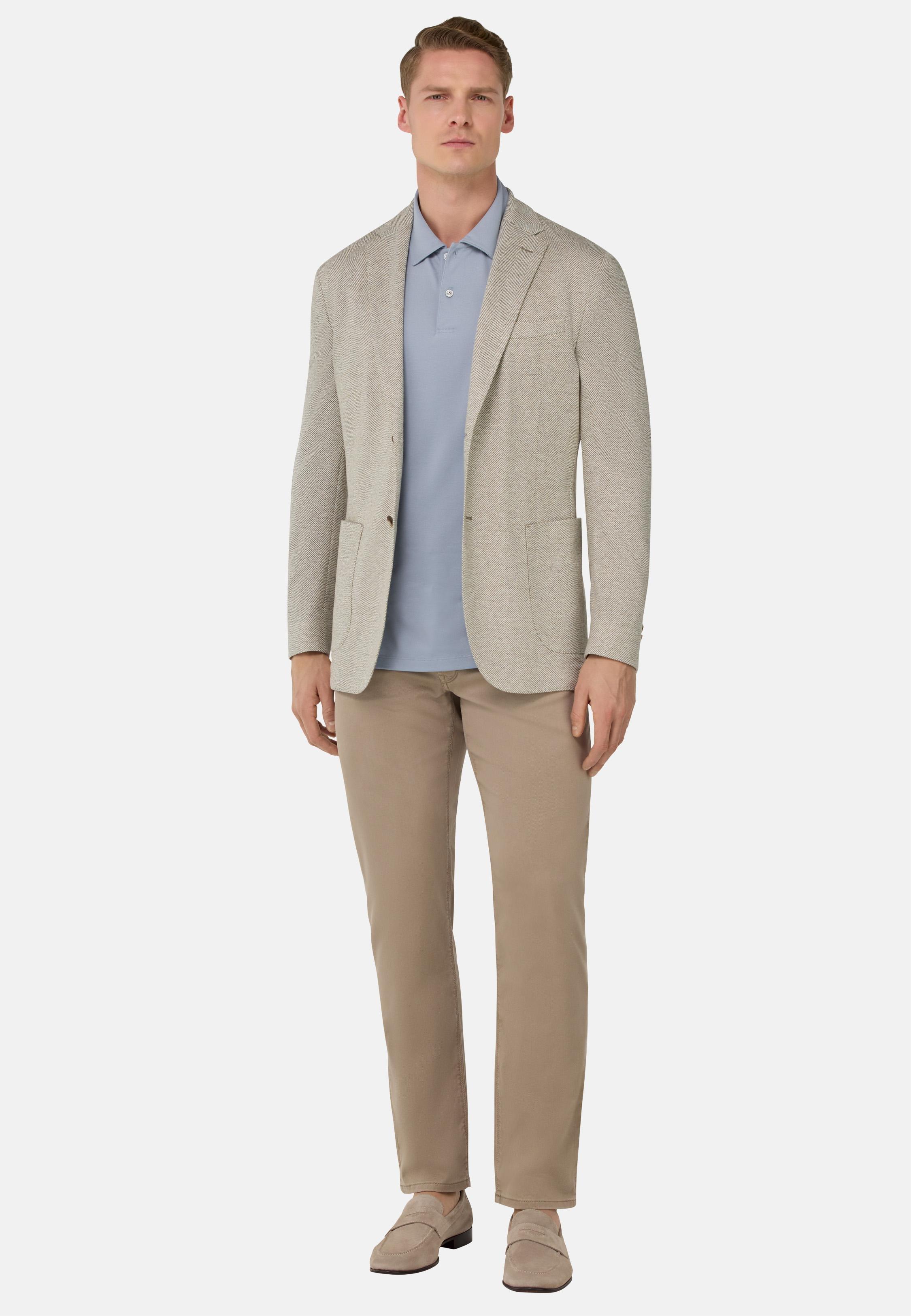 B Jersey Linen And Cotton Herringbone Jacke Beige, , large image number 0