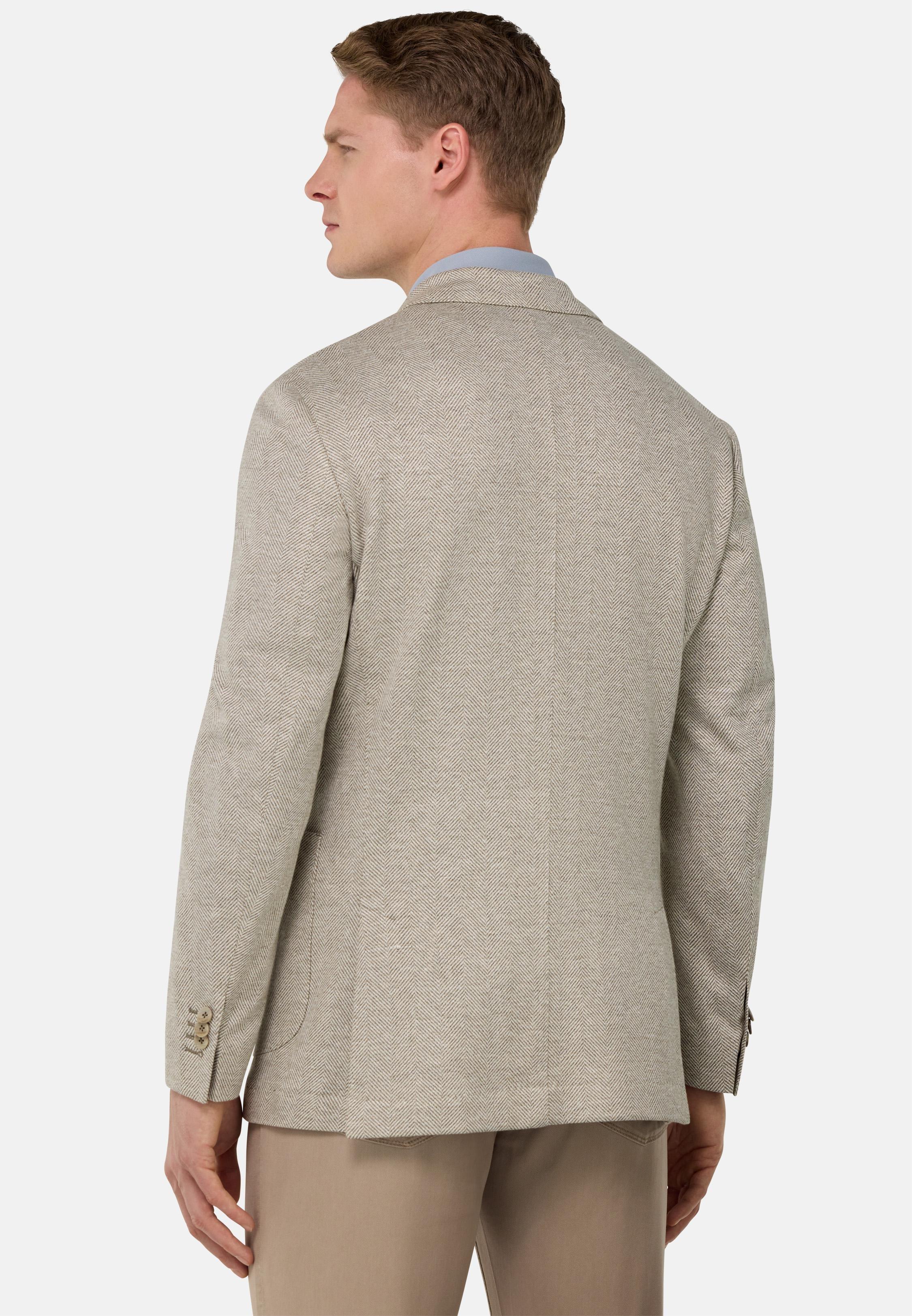 B Jersey Linen And Cotton Herringbone Jacke Beige, Taupe, medium
