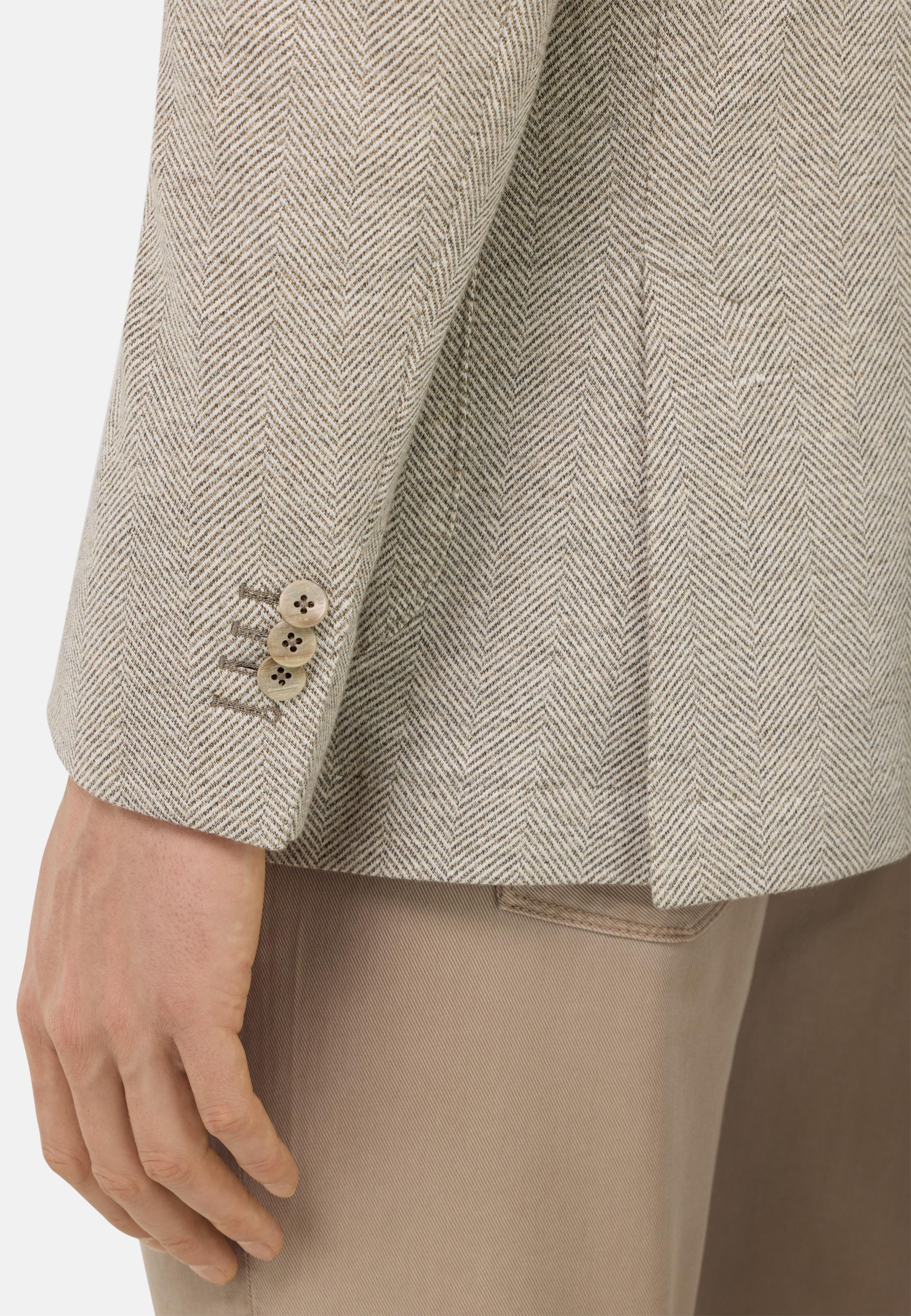 B Jersey Linen And Cotton Herringbone Jacke Beige, , large image number 3