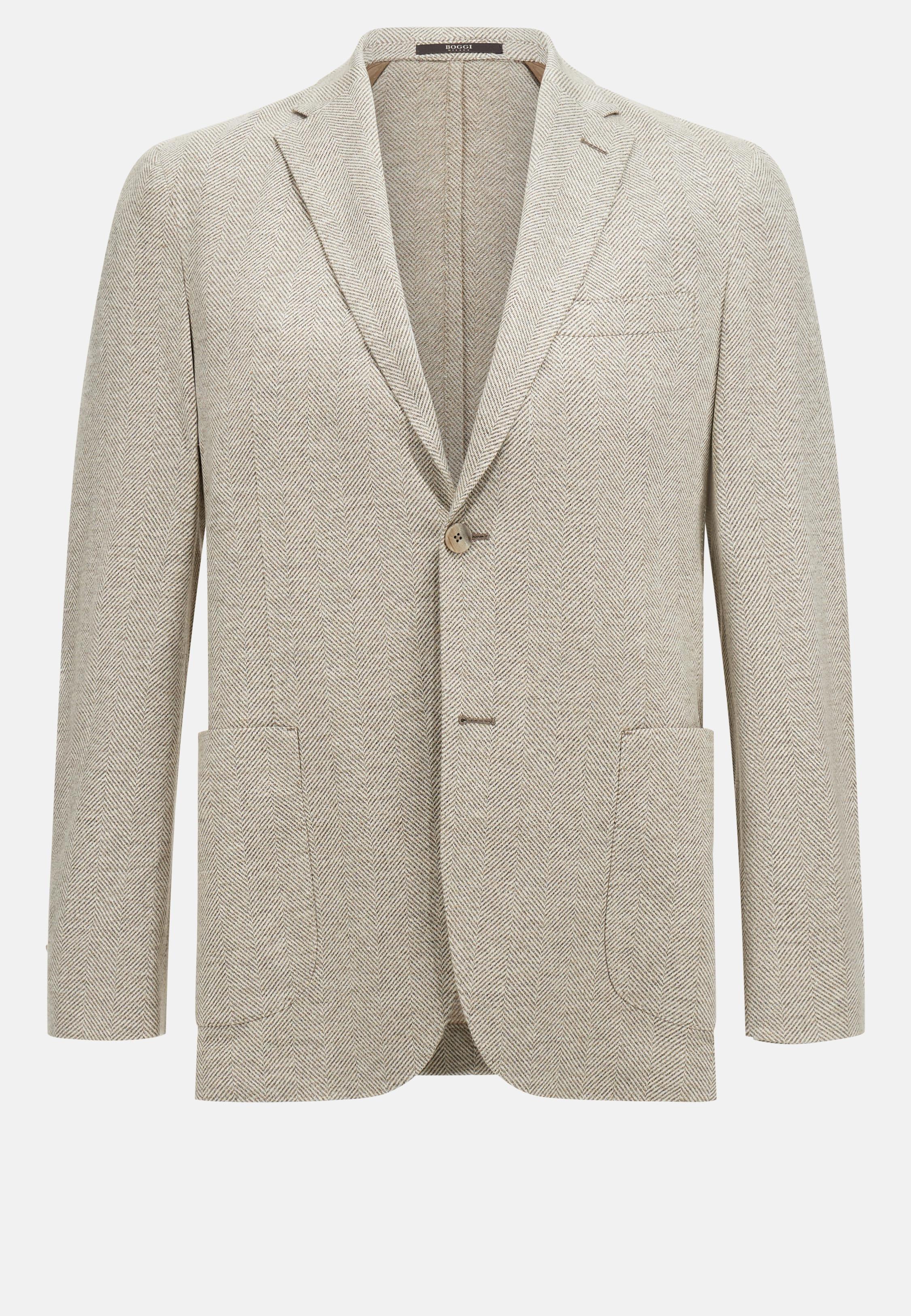 B Jersey Linen And Cotton Herringbone Jacke Beige, , large image number 4