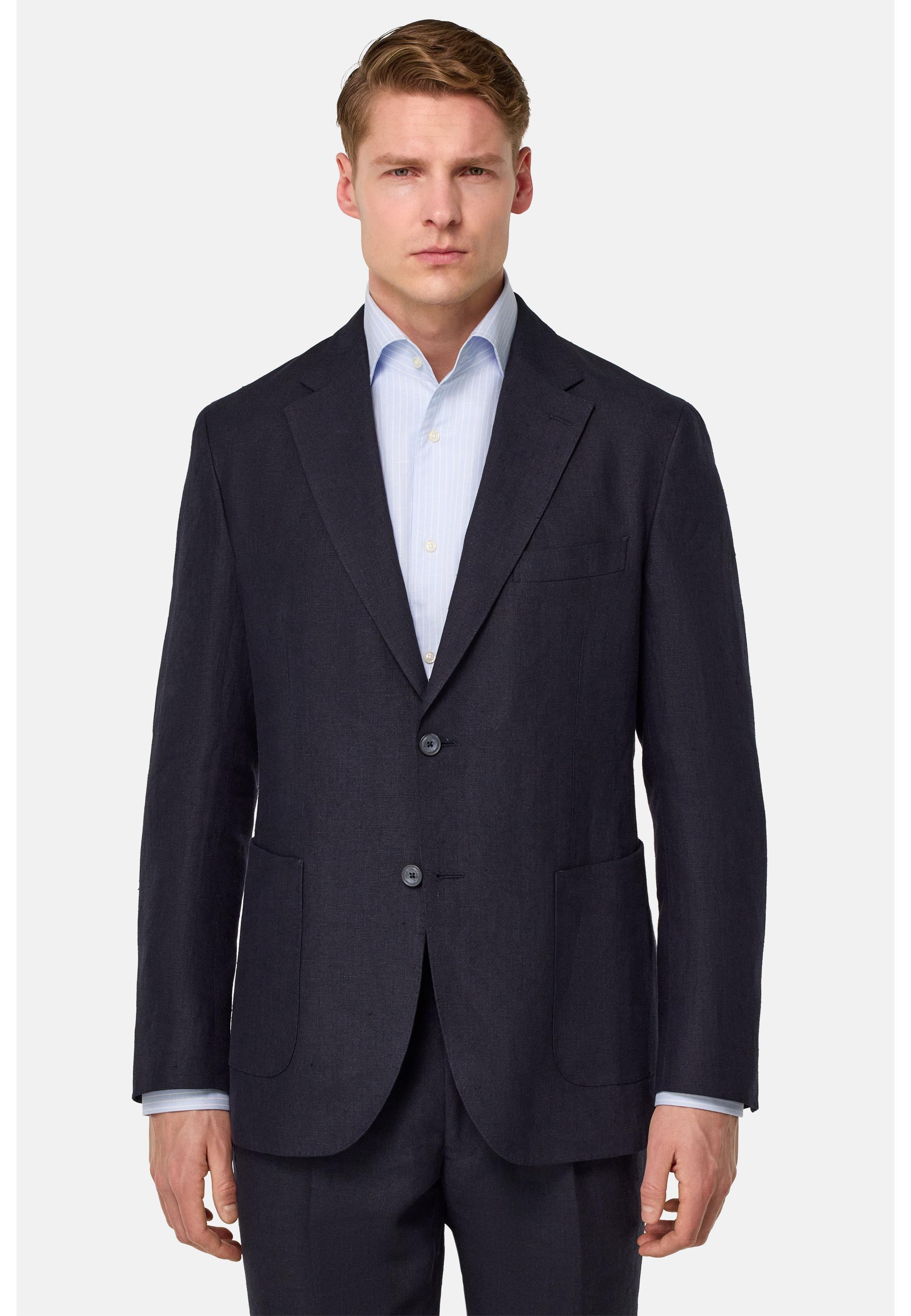Pure Linen Suit Navy, , medium