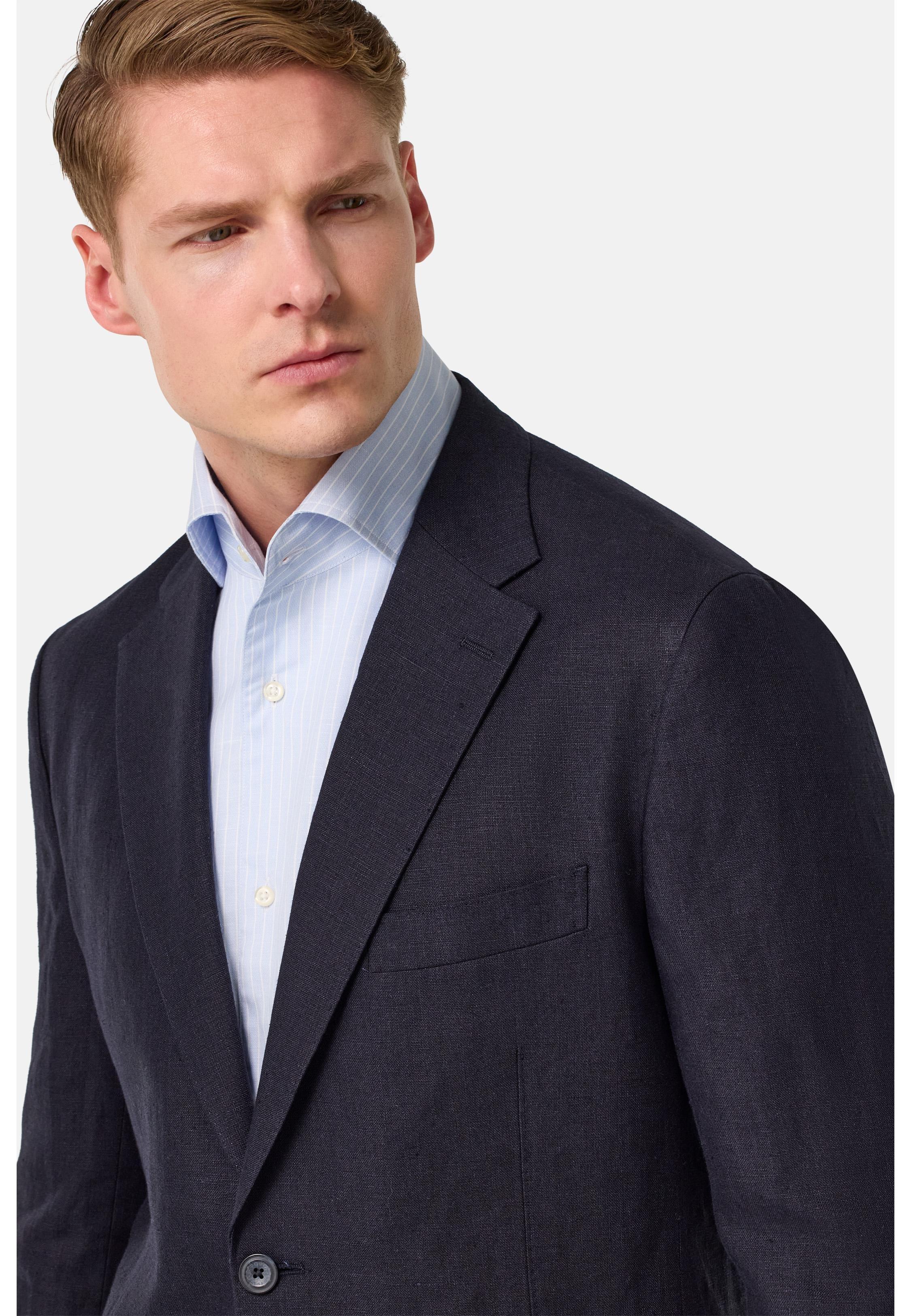 Pure Linen Suit Navy, , large image number 2