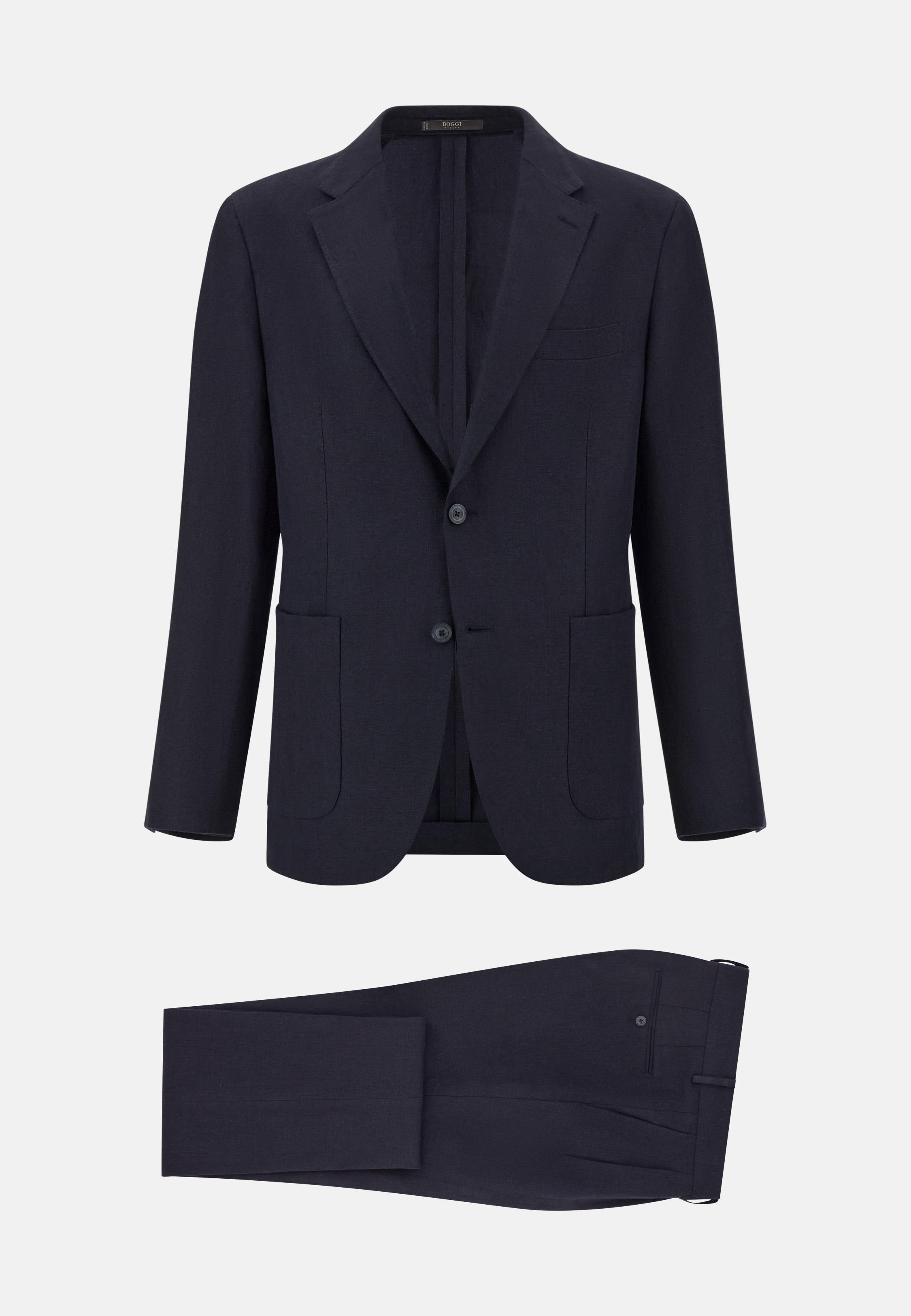 Pure Linen Suit Navy, , large image number 4