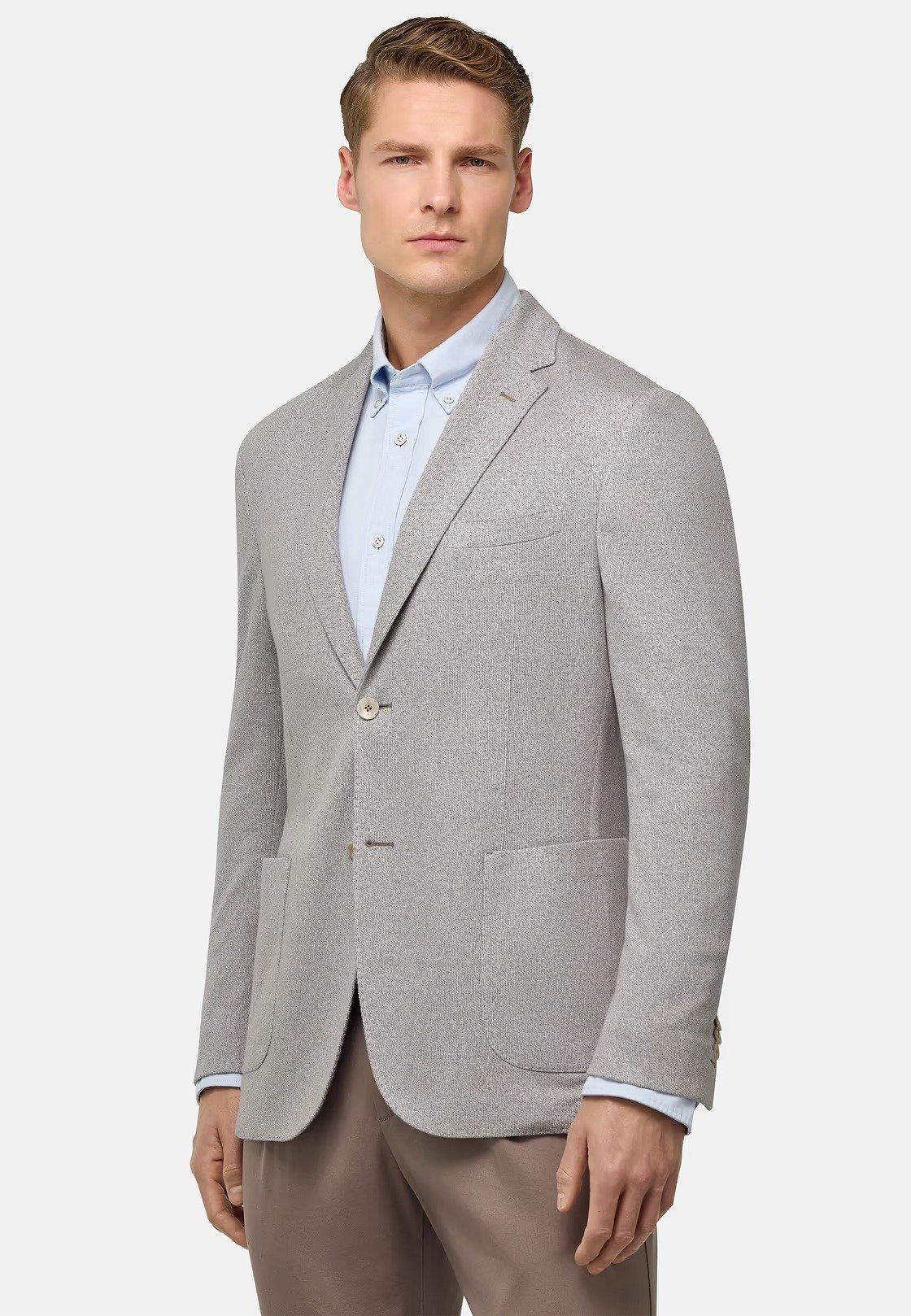 B Jersey Cotton And Linen Jacket Grey, Light grey, large image number 2