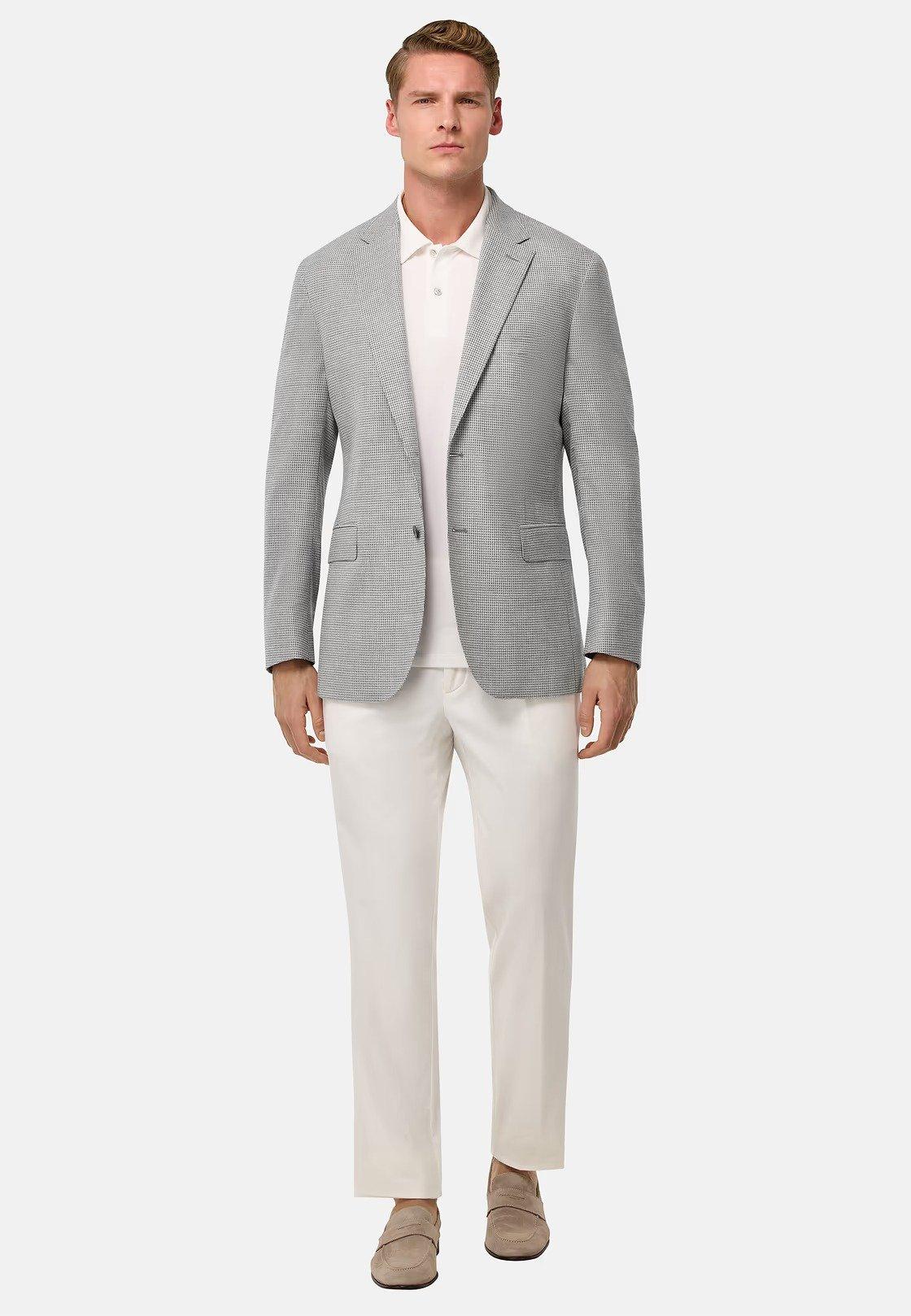 Jacket In Stretch Linen And Wool Grey, Light grey, medium