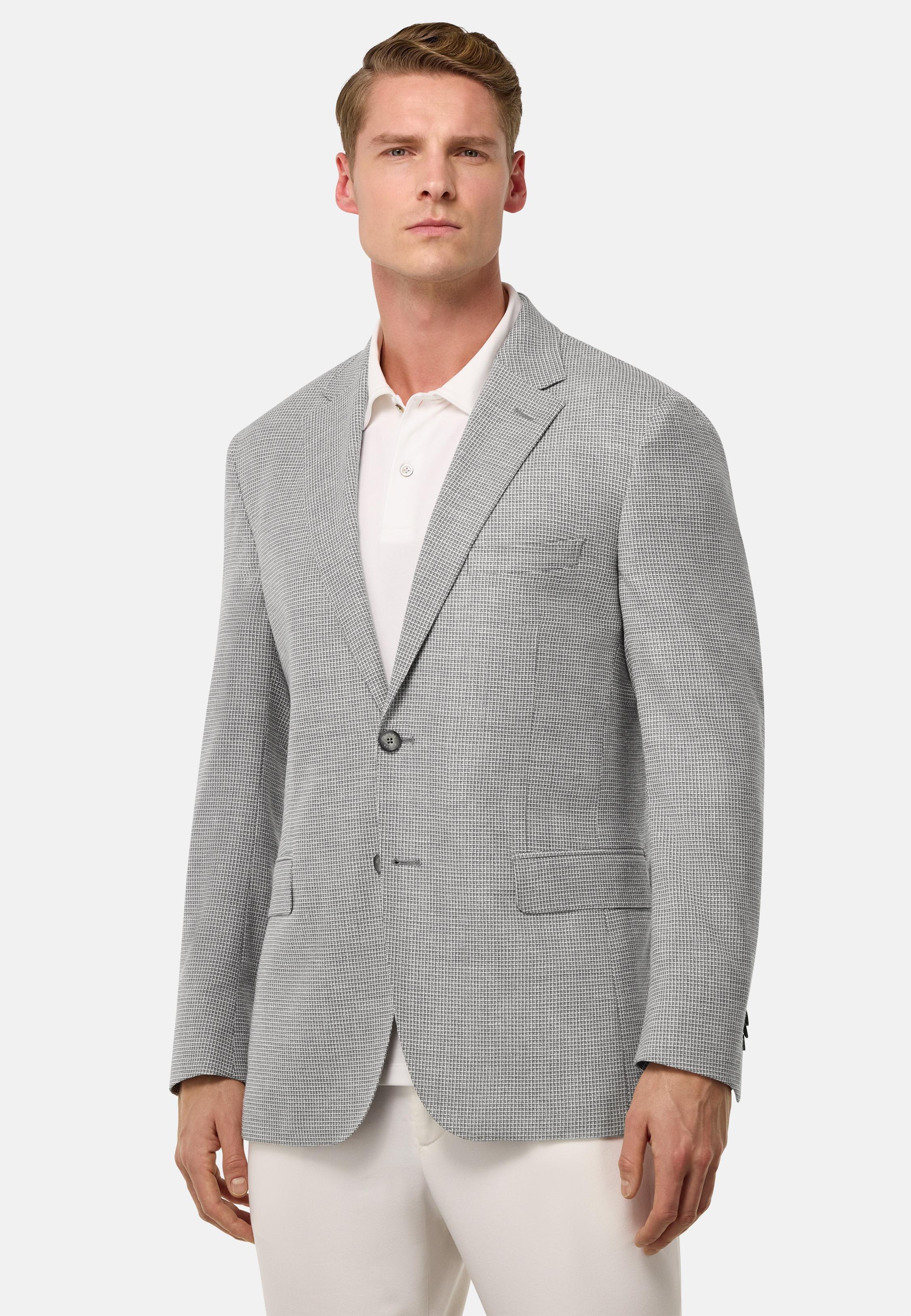 Jacket In Stretch Linen And Wool Grey, Light grey, medium