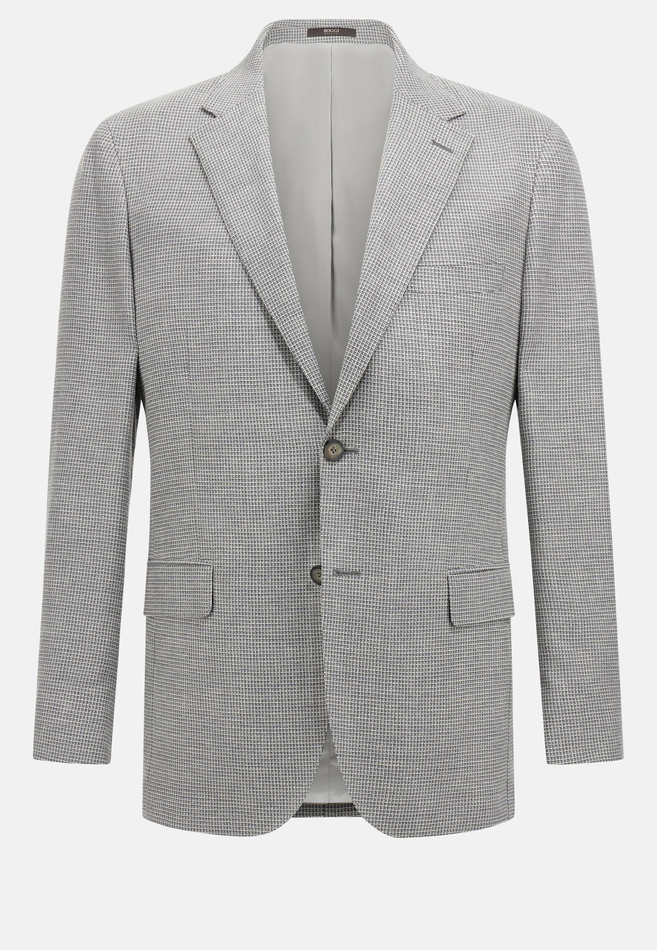 Jacket In Stretch Linen And Wool Grey, Light grey, large image number 6