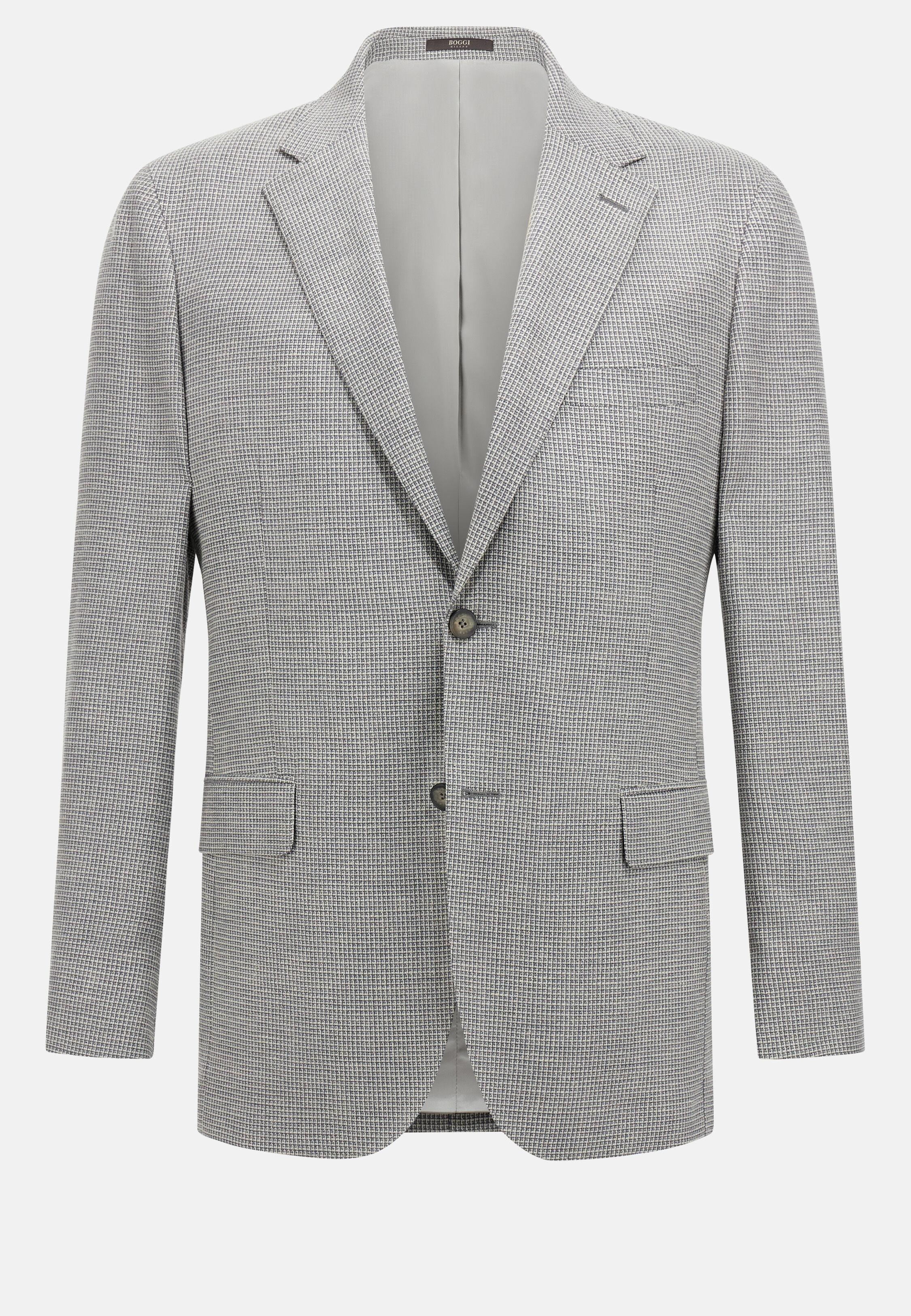 Jacket in Stretch Linen and Wool, Light Grey, Light grey, large image number 7