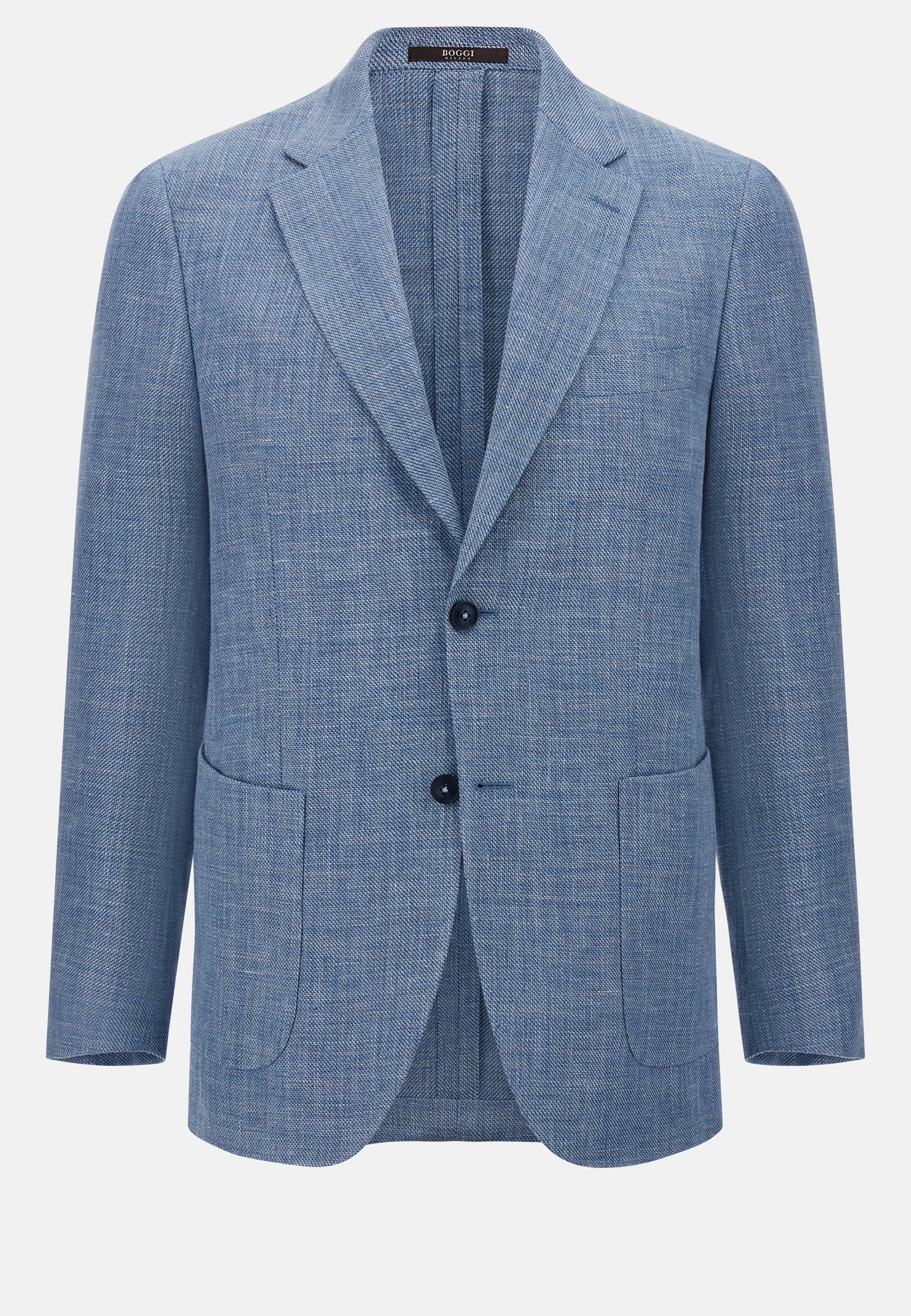 Linen and Wool Jacket Blue, , large image number 3