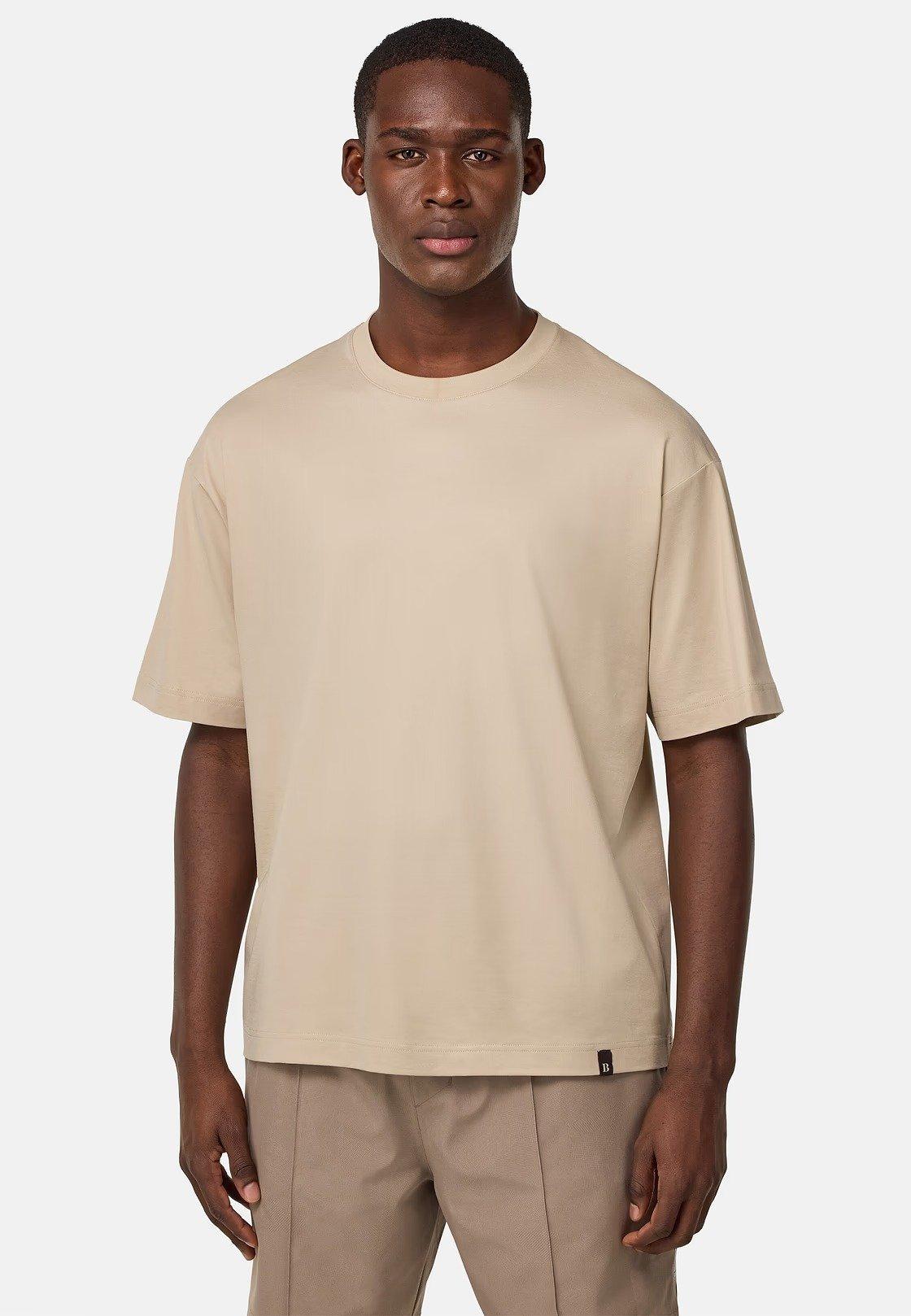 Beige Plain Basic T-Shirt, Sand, medium