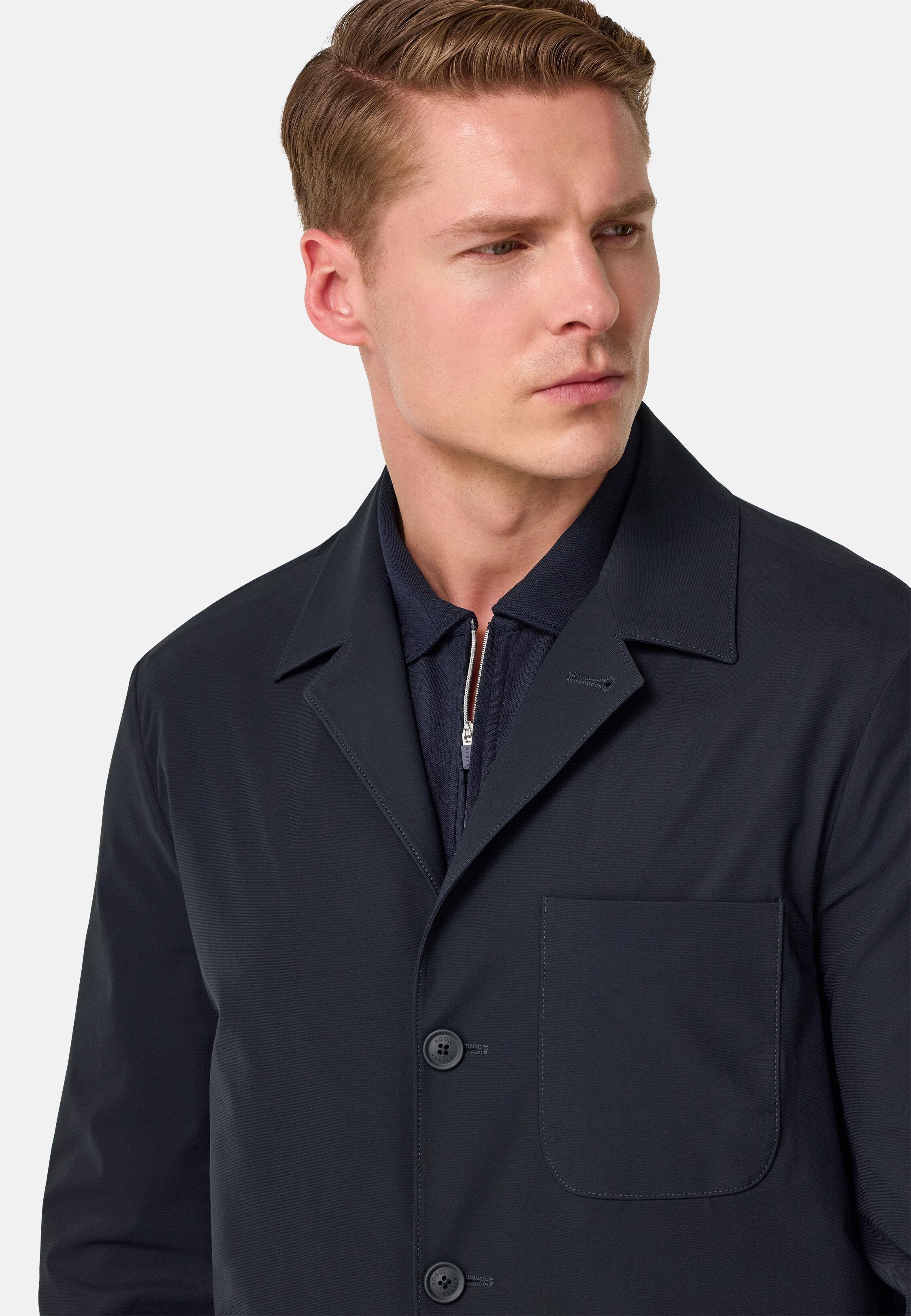 Jacket in Stretch Nylon B-Tech, Navy Blue, Navy blue, large image number 6