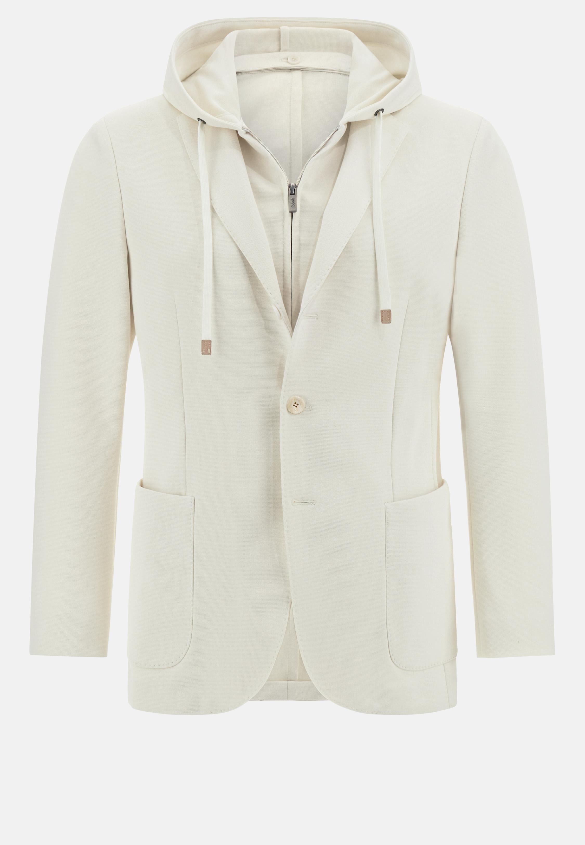 Cream Hooded Casual Jacket, , large image number 3