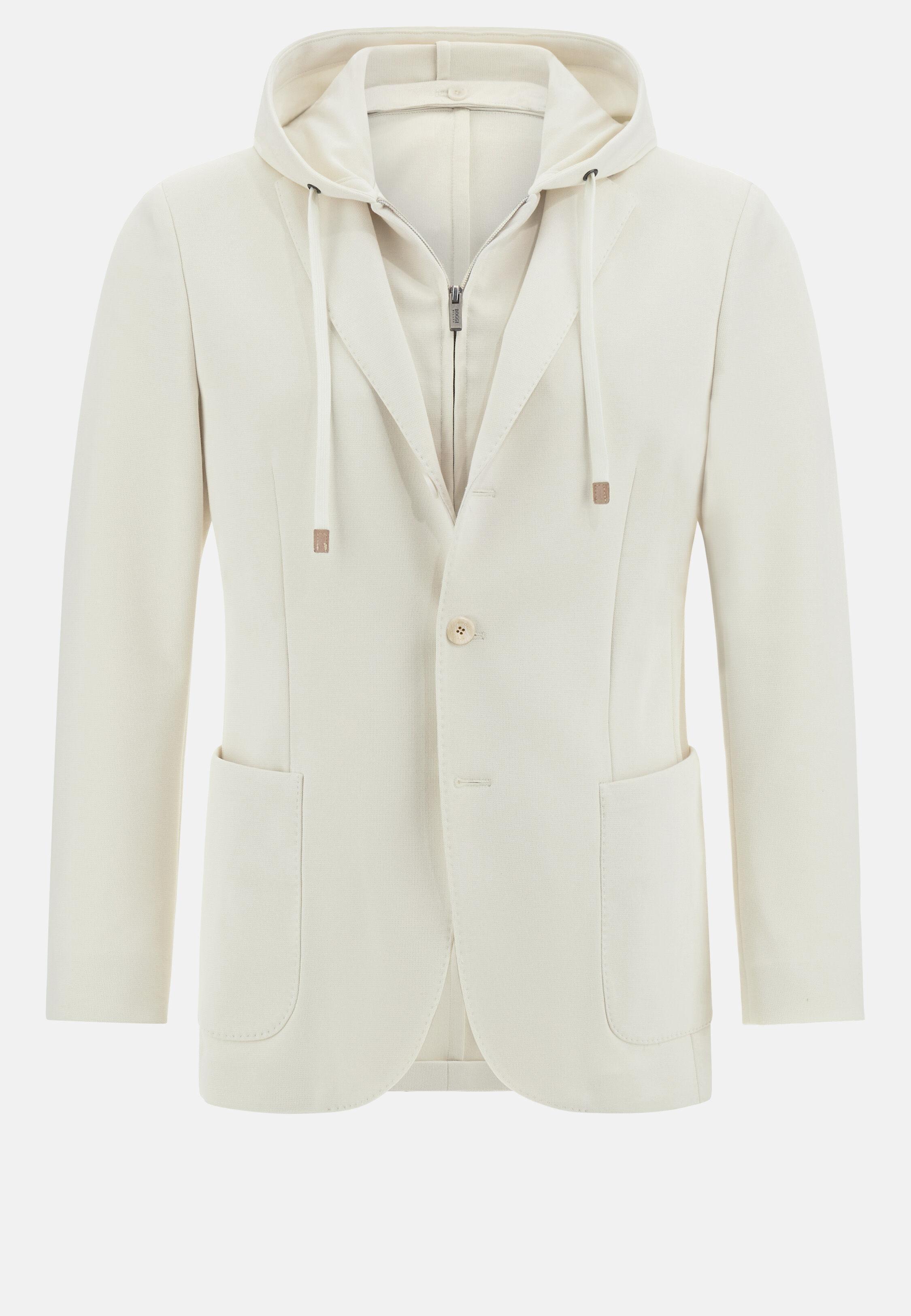 Jacket in Madison Cotton Sweatshirt, Cream, Cream, large image number 4