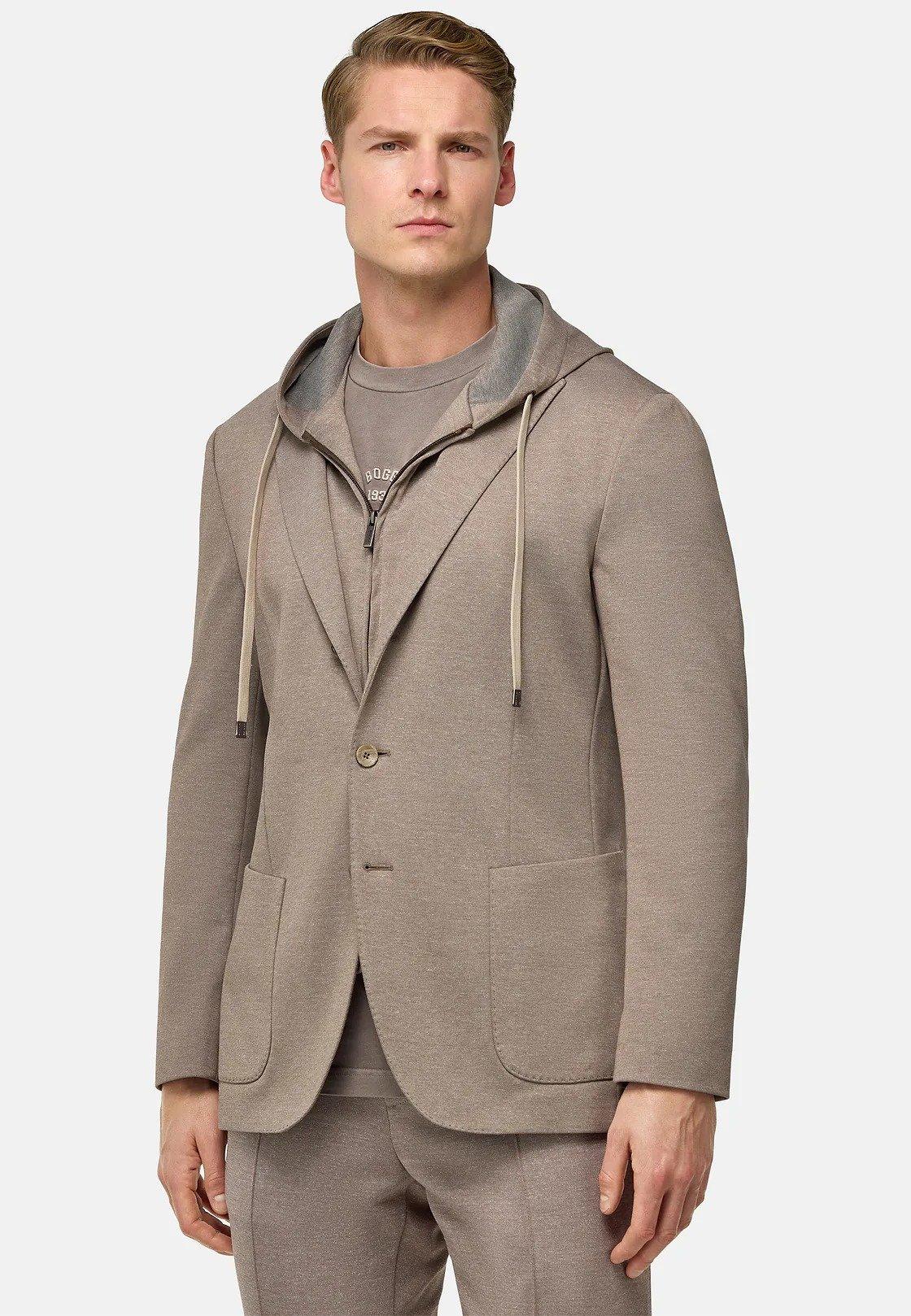 Brown Textured Hooded Sweatshirt, , large image number 2