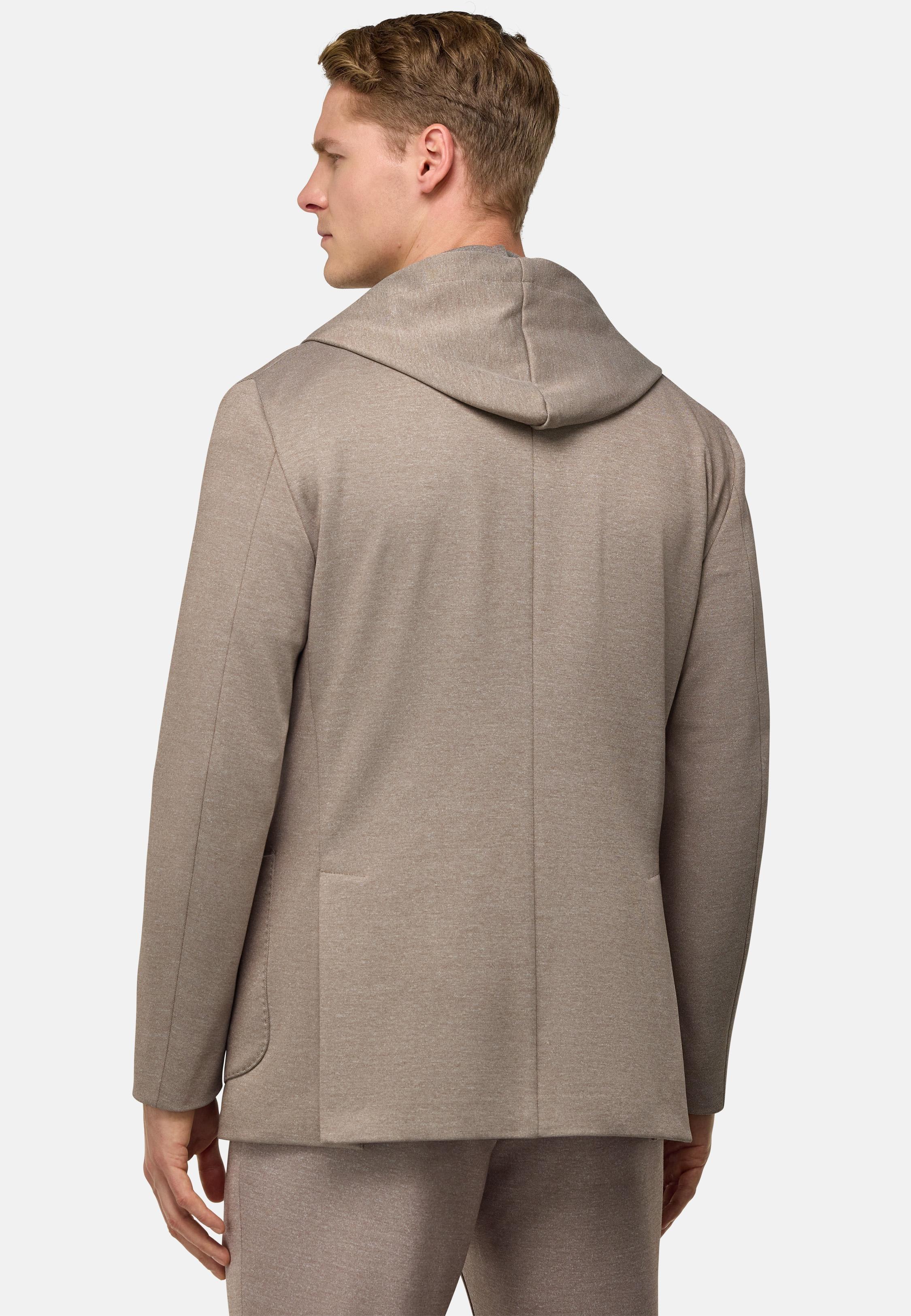 Brown Textured Hooded Sweatshirt, , large image number 3