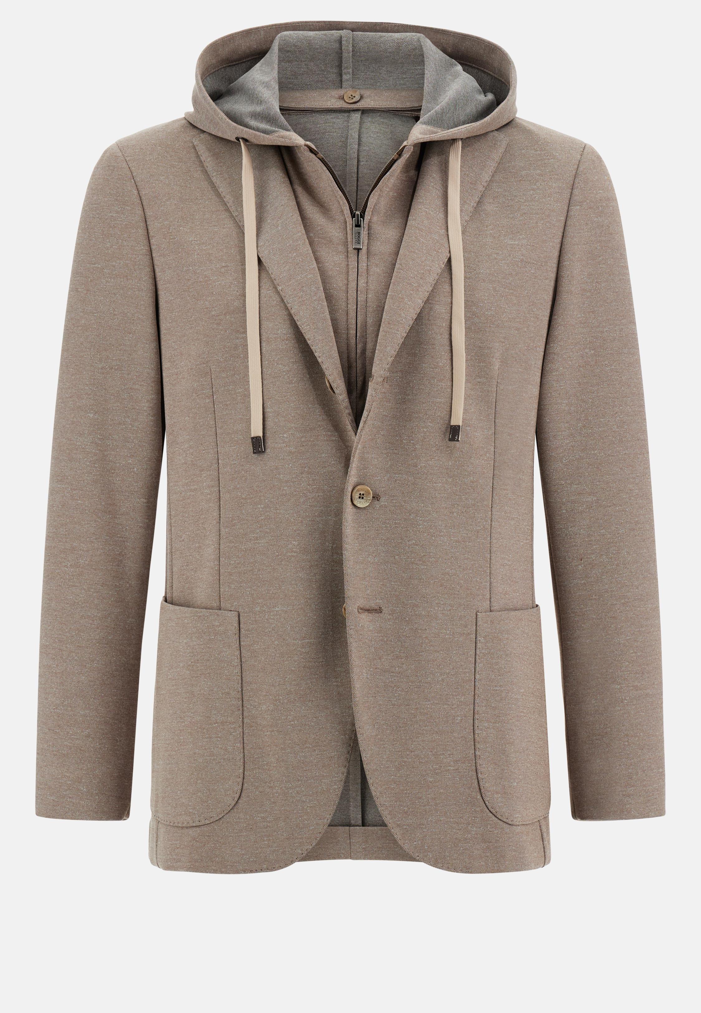 Brown Textured Hooded Sweatshirt, Taupe, large image number 7