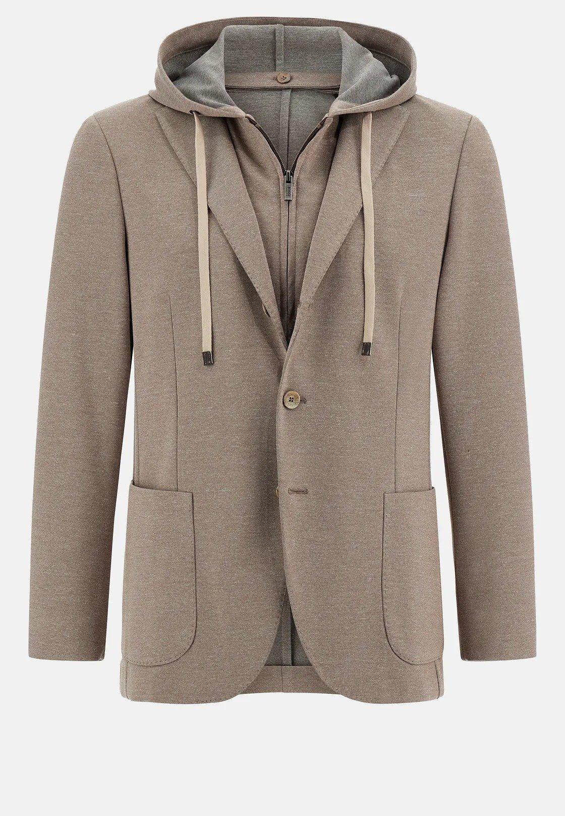 Brown Textured Hooded Sweatshirt, Taupe, large image number 8
