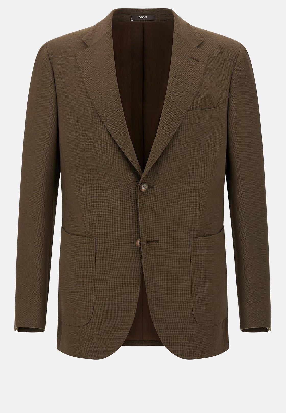 Jacket In Pure Wool Crepe Brown, , large image number 4