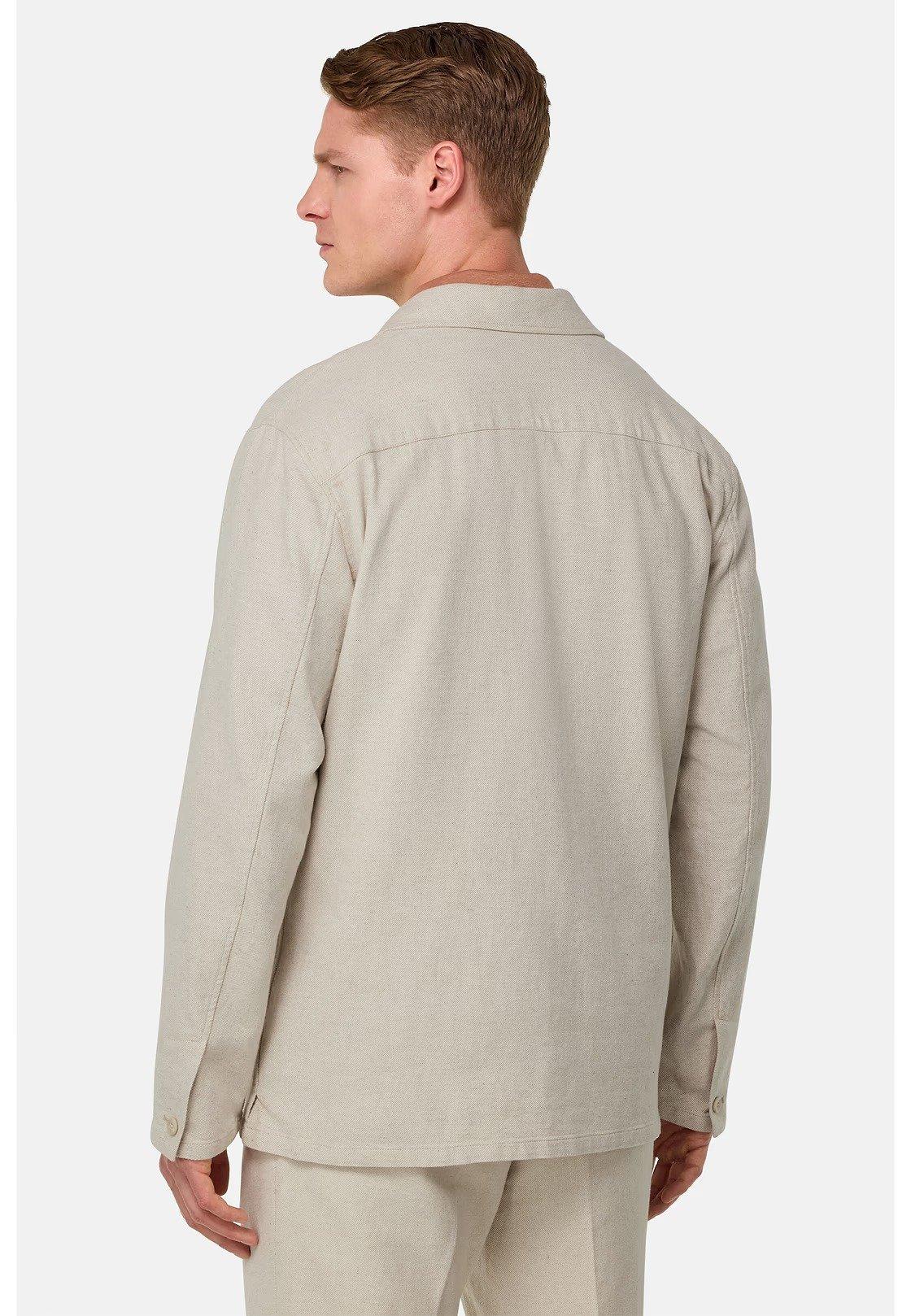 Sand Diagonal Shirt Jacket In Cotton And Linen Beige, Sand, medium