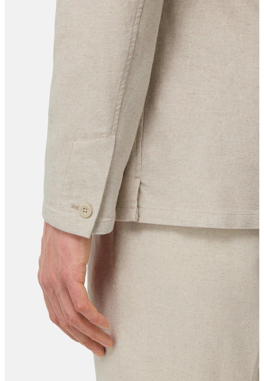 Sand Diagonal Shirt Jacket In Cotton And Linen Beige, , large image number 3