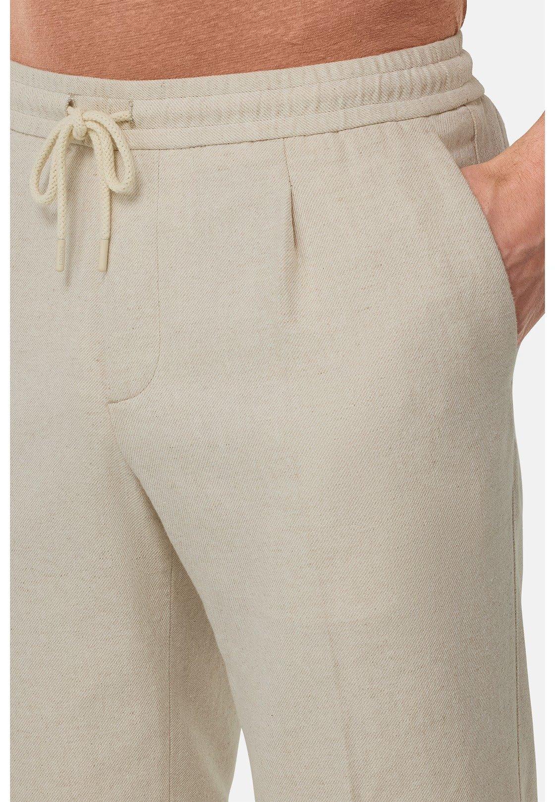 City Trousers In Cotton And Linen Beige, , large image number 3