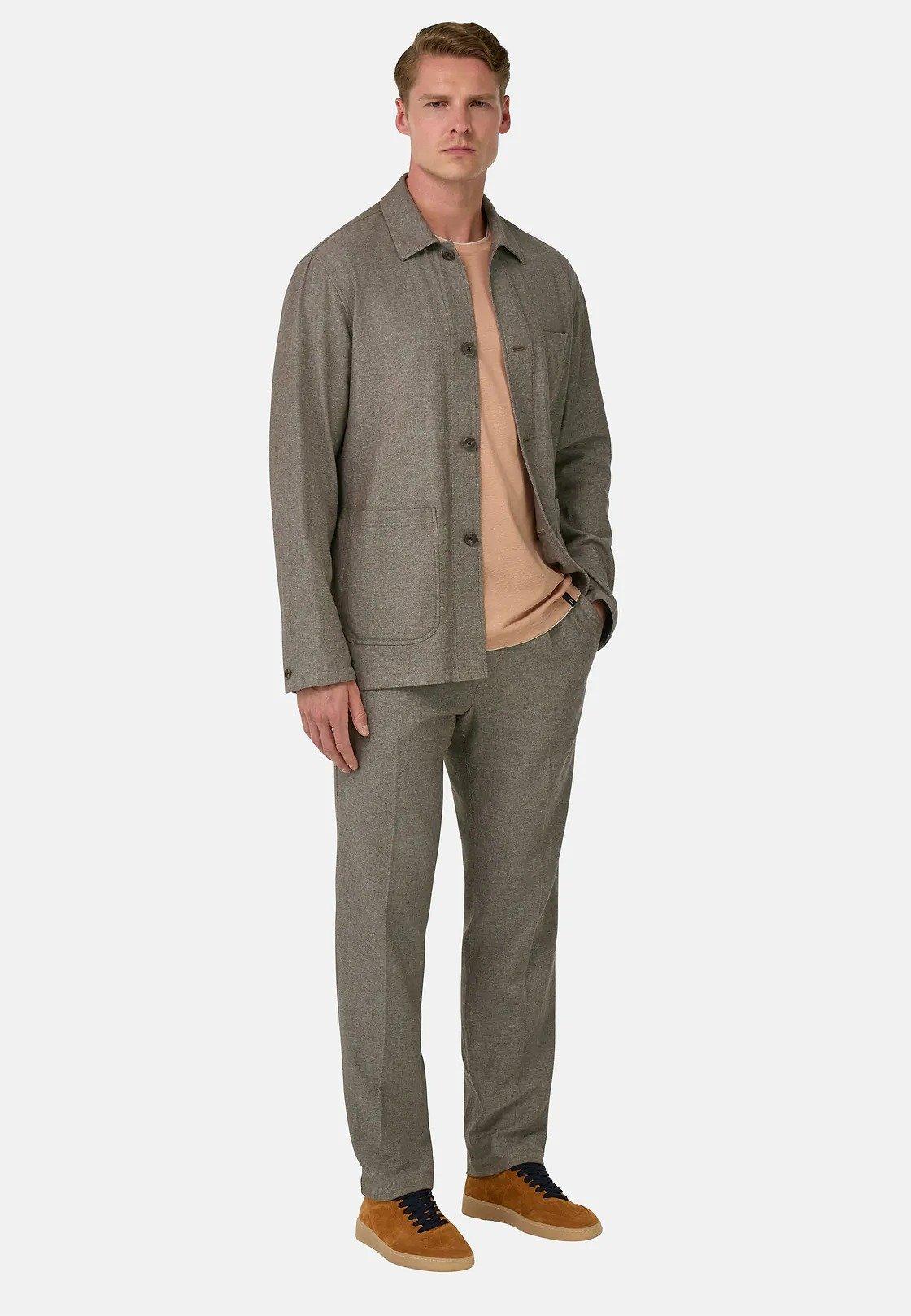 Sand Diagonal Shirt Jacket In Linen And Cotton Beige, Taupe, medium