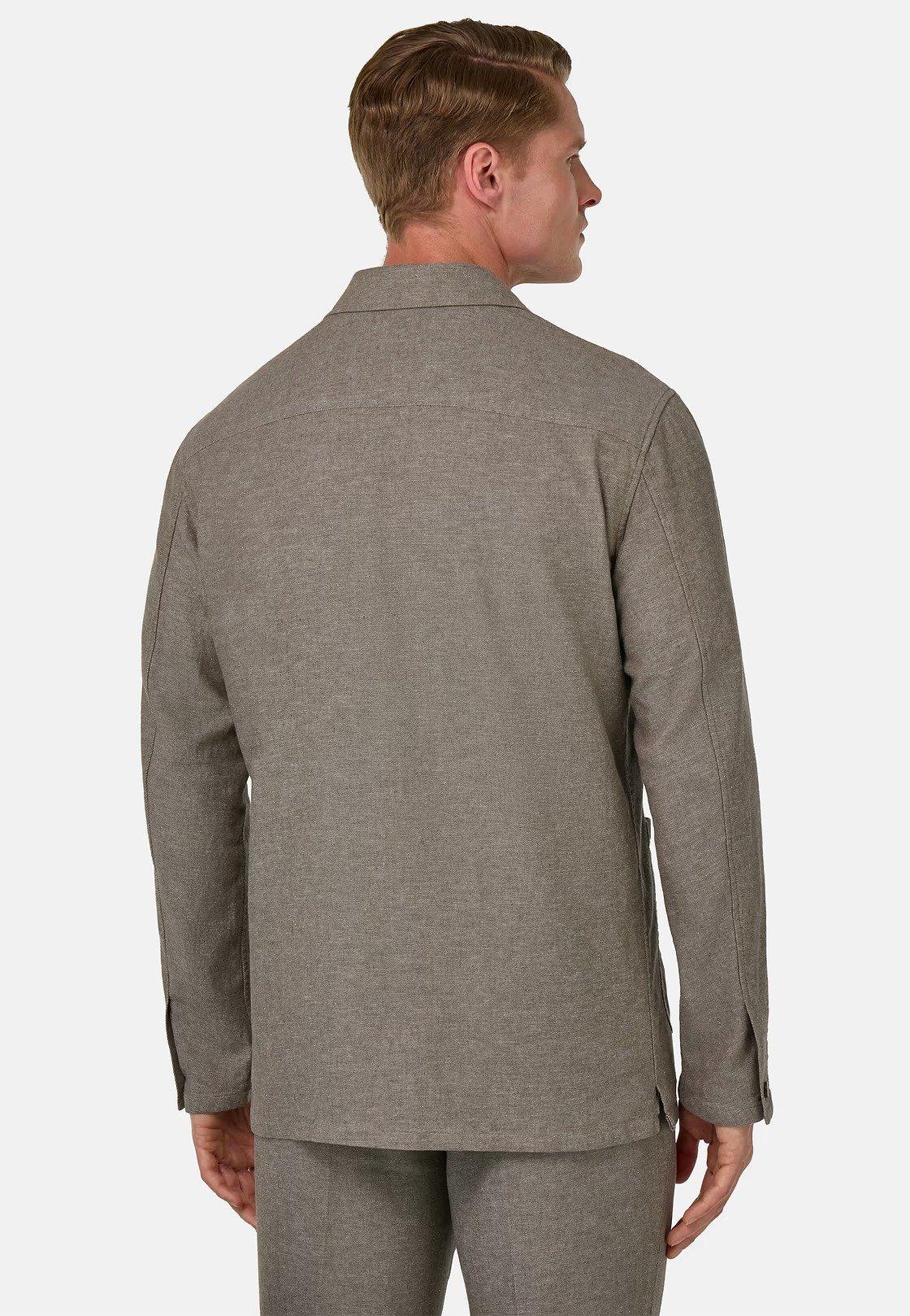 Sand Diagonal Shirt Jacket In Linen And Cotton Beige, Taupe, medium