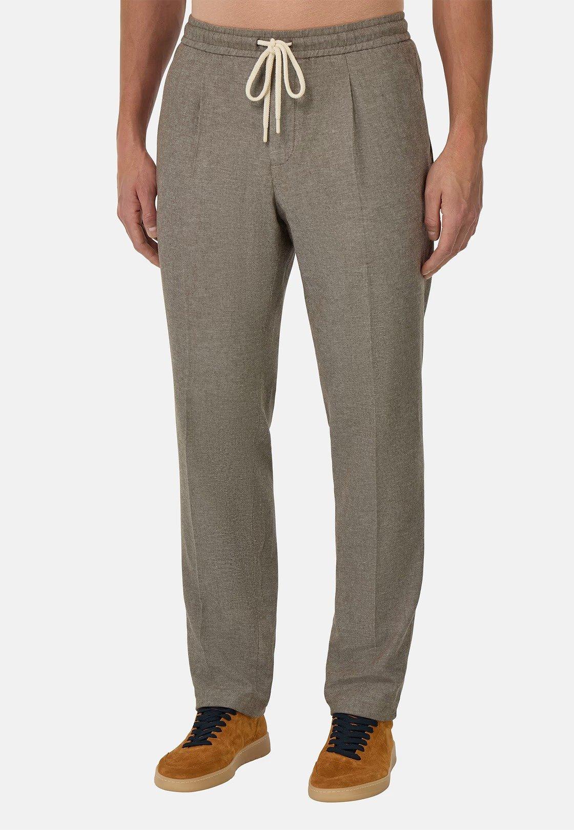 City Trousers In Cotton And Linen Beige, , large image number 1