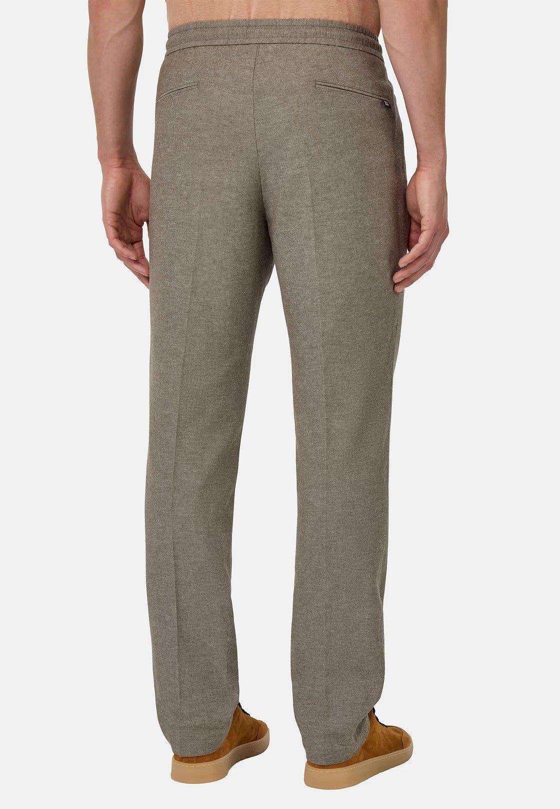 City Trousers In Cotton And Linen Beige, Taupe, large image number 4