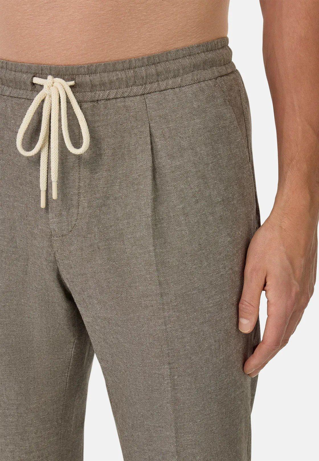 City Trousers In Cotton And Linen Beige, Taupe, large image number 6