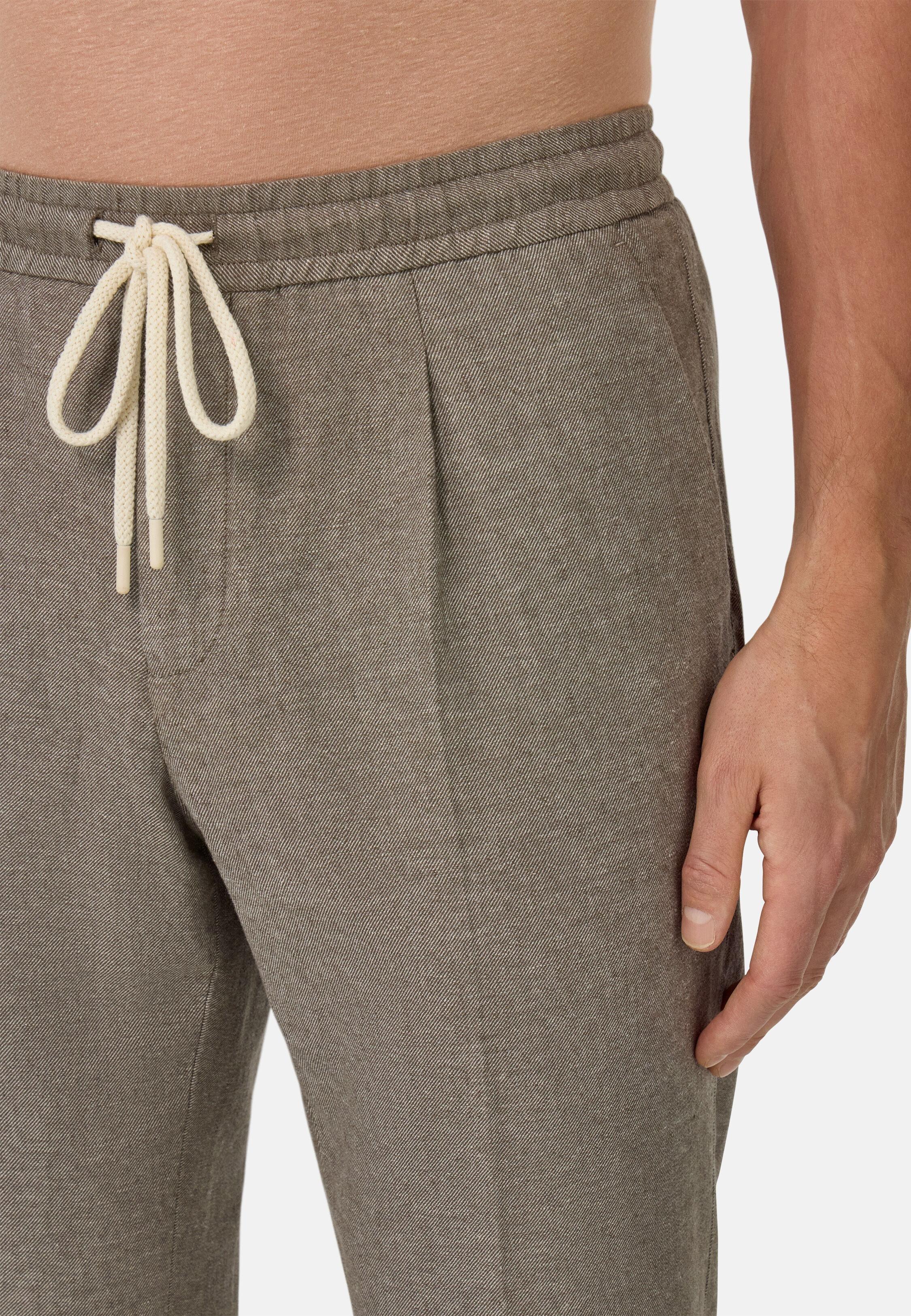 City Trousers In Cotton And Linen Beige, Taupe, large image number 7